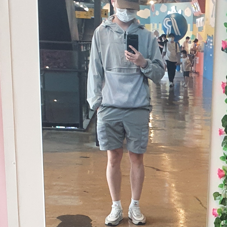 Palace Mesh Pocket Shell Jacket Grey - 21SS, Palace Mesh Pocket Shell Shorts Grey - 21SS 착용 스타일
