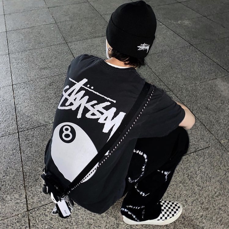 Nike x Stussy Cuff Beanie, Stussy 8 Ball T-Shirt Black - 21SS 착용 스타일