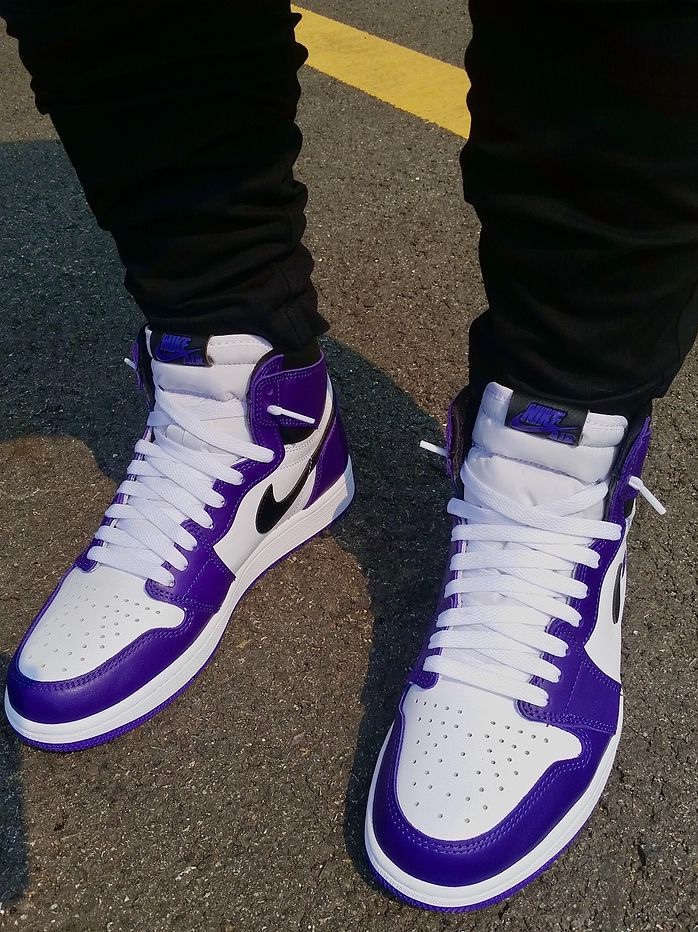 Jordan 1 Retro High OG Court Purple 2020, Palace Jobsworth T-Shirt Black - 19SS 착용 스타일 - 2