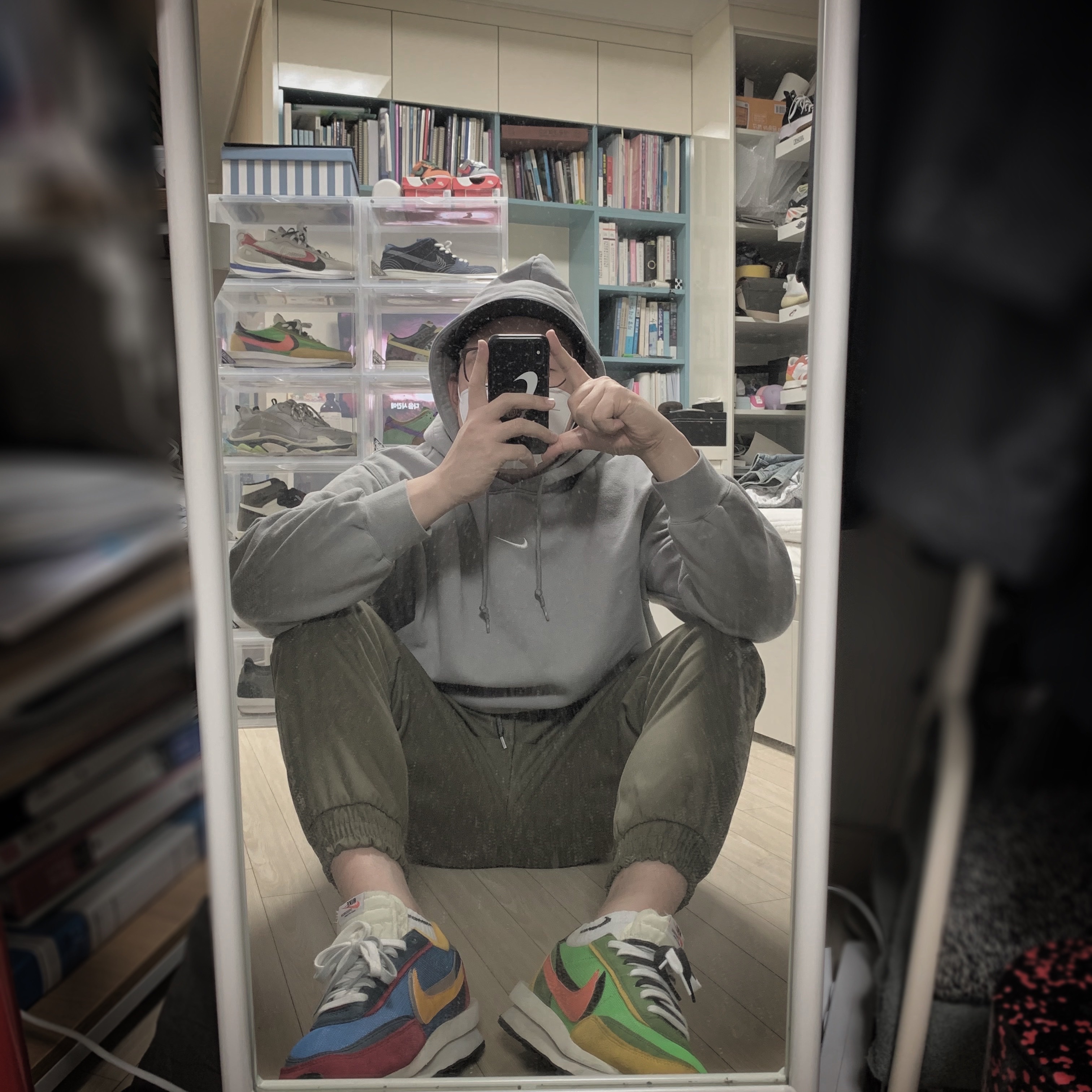 Nike x Sacai LDWaffle Green Multi, Nike x Sacai LDWaffle Blue Multi 착용 스타일