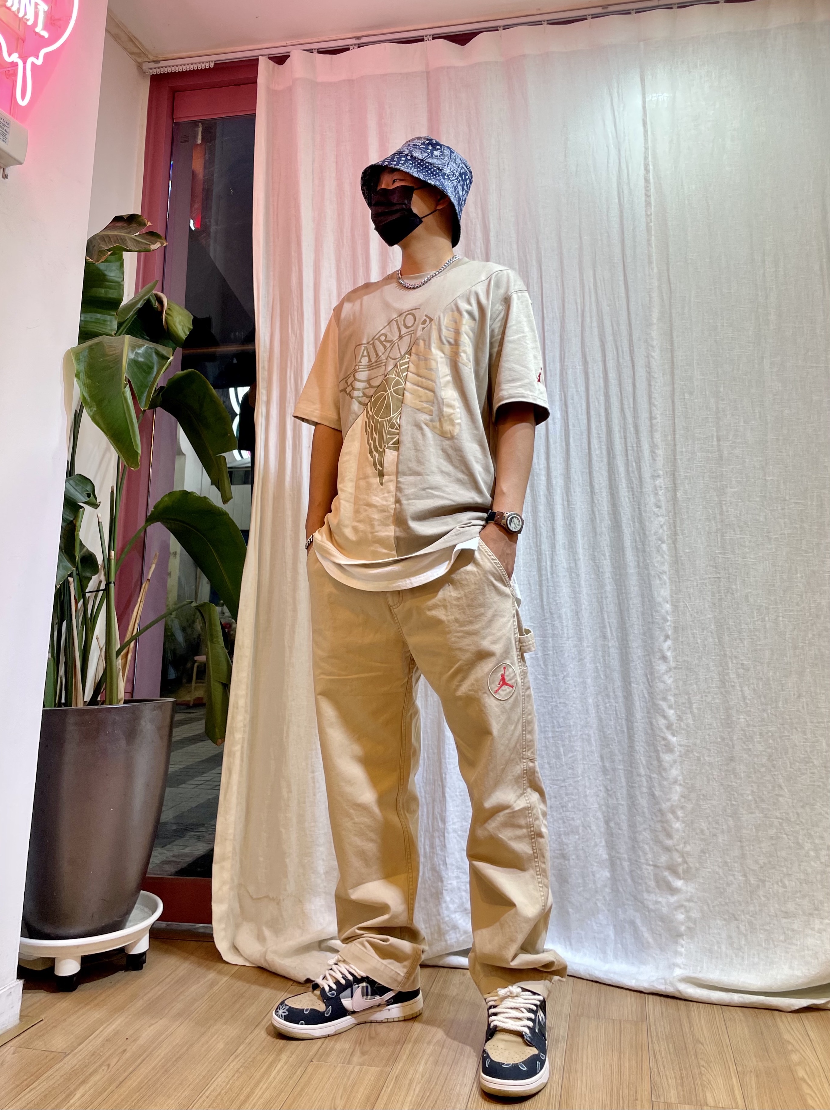 Nike x Travis Scott SB Dunk Low, Jordan x Travis Scott Canvas Pants - US/EU 착용 스타일