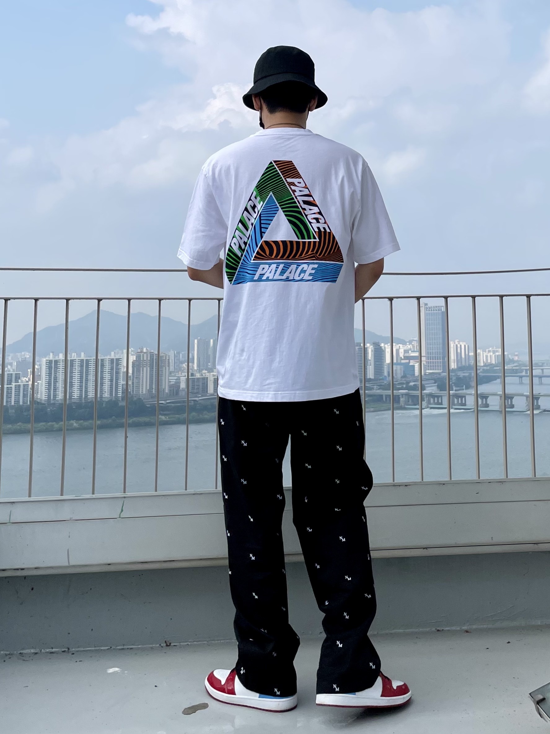 Palace Tri-Tex T-Shirt White - 20SS, Jordan 1 Retro High Fearless UNC Chicago 착용 스타일 - 2