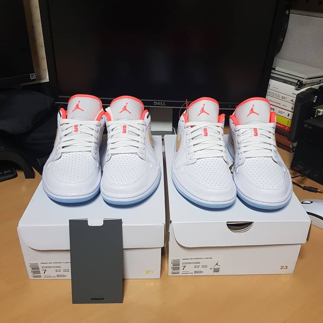 (W) Jordan 1 Low SE White Sesame 착용 스타일 - 2