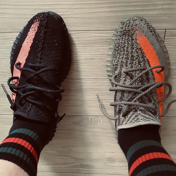 Adidas Yeezy Boost 350 V2 Beluga, Adidas Yeezy Boost 350 V2 Black Red 2020 착용 스타일 - 4