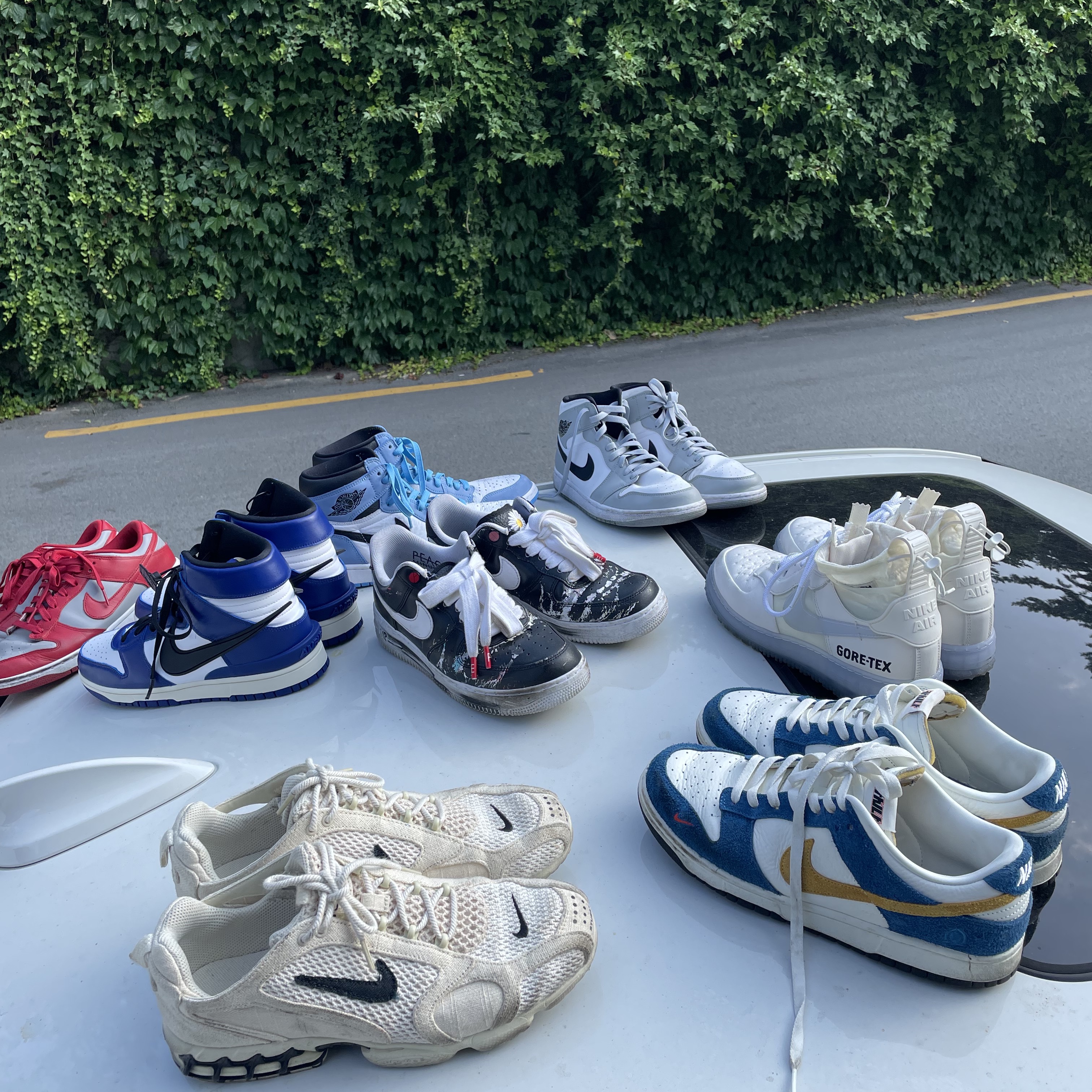 Jordan 1 Mid Light Smoke Grey, Nike Dunk Low Retro Medium Grey 착용 스타일 - 2
