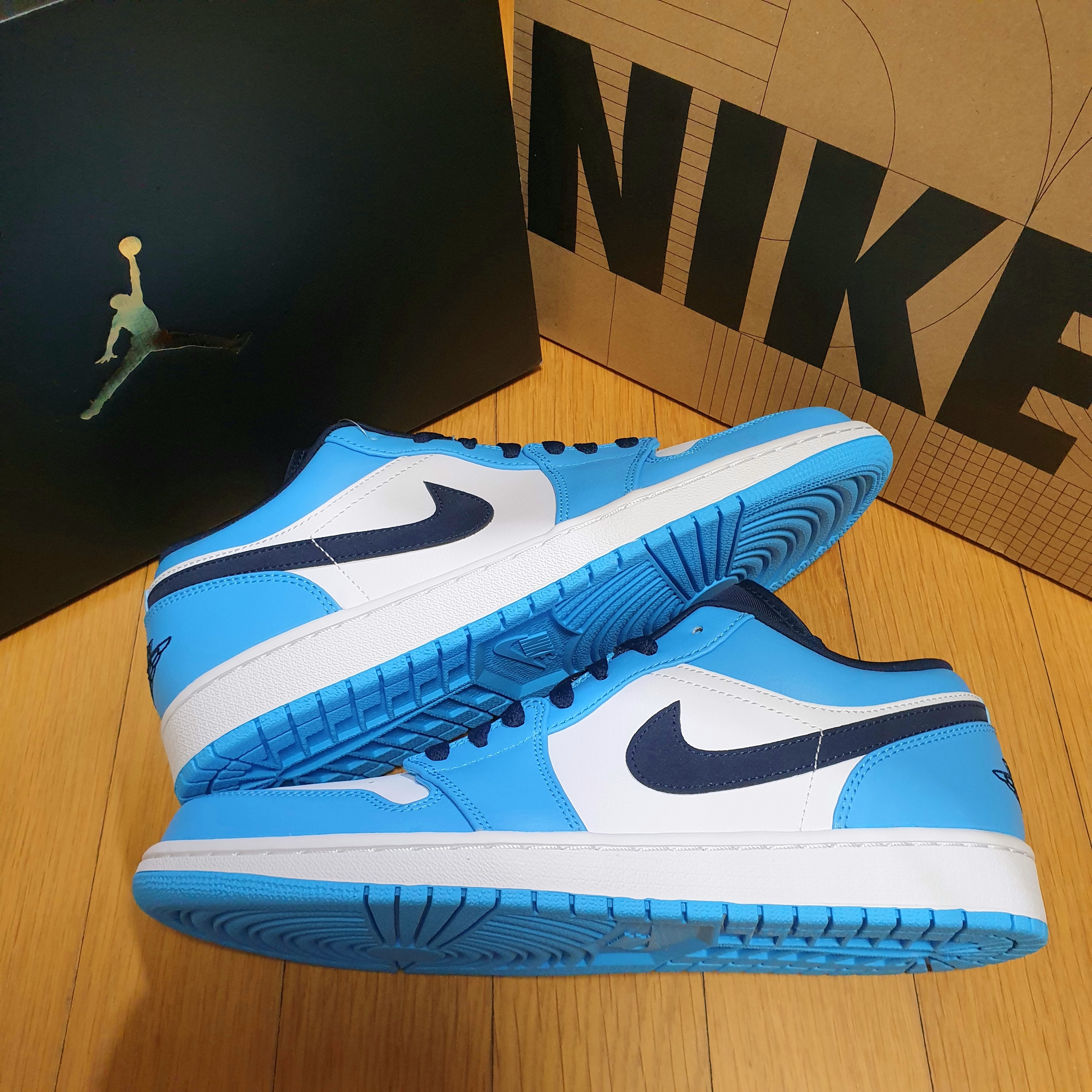 Jordan 1 Low Dark Powder Blue, (GS) Jordan 1 Low Dark Powder Blue 착용 스타일 - 2
