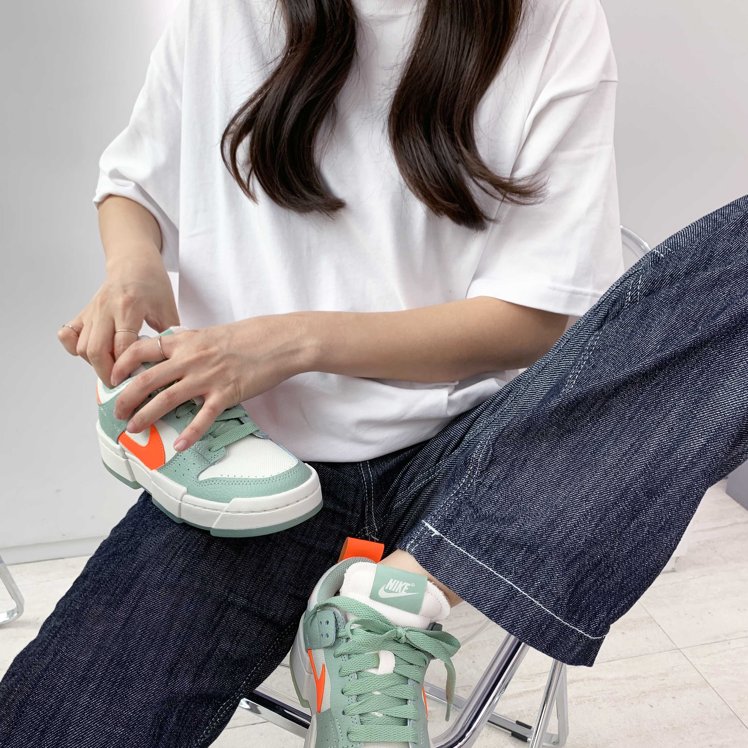 (W) Nike Dunk Low Disrupt Sea Glass 착용 스타일
