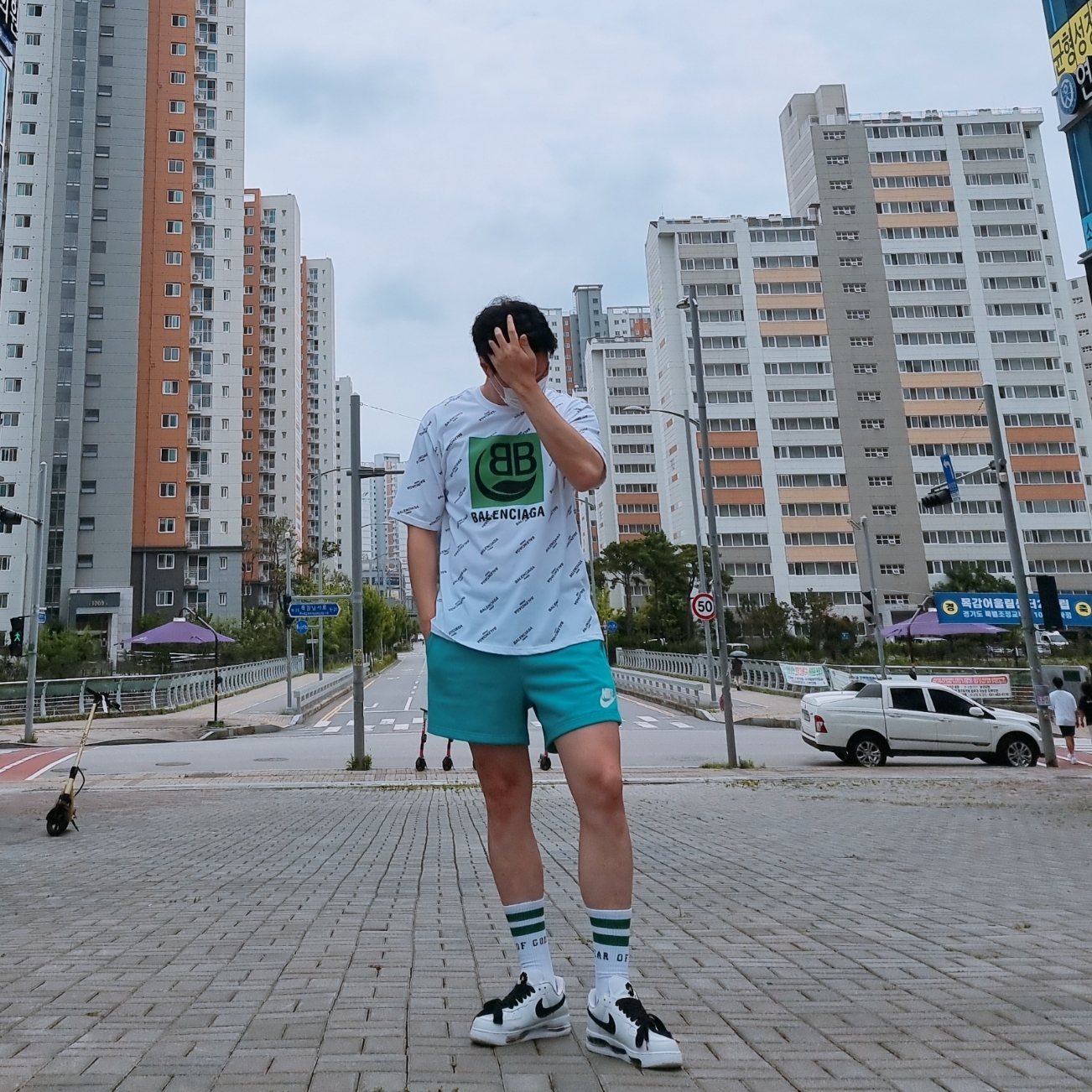Nike x Peaceminusone Air Force 1 Low Para-Noise 2.0 착용 스타일
