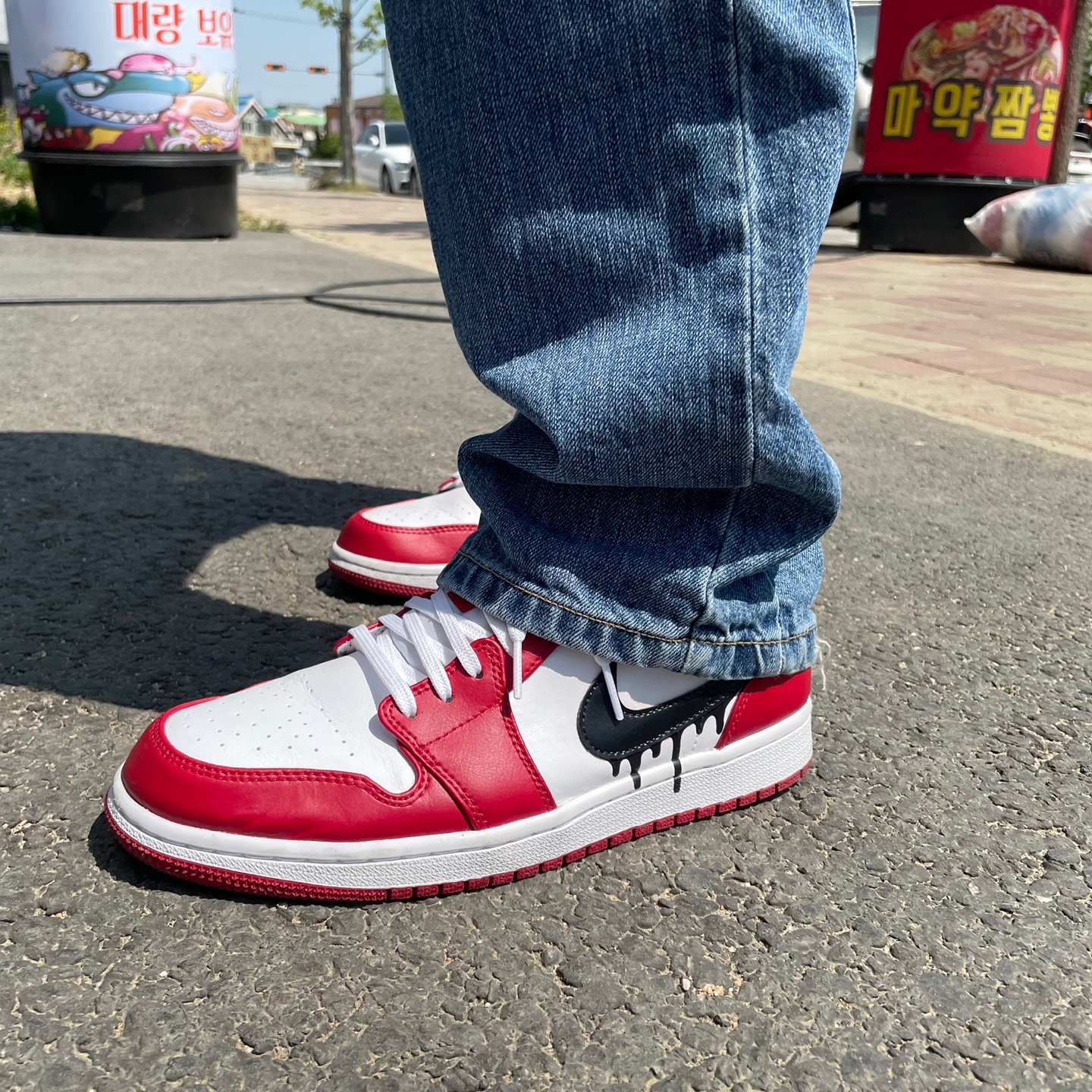 Jordan 1 Low Gym Red White 착용 스타일 - 2