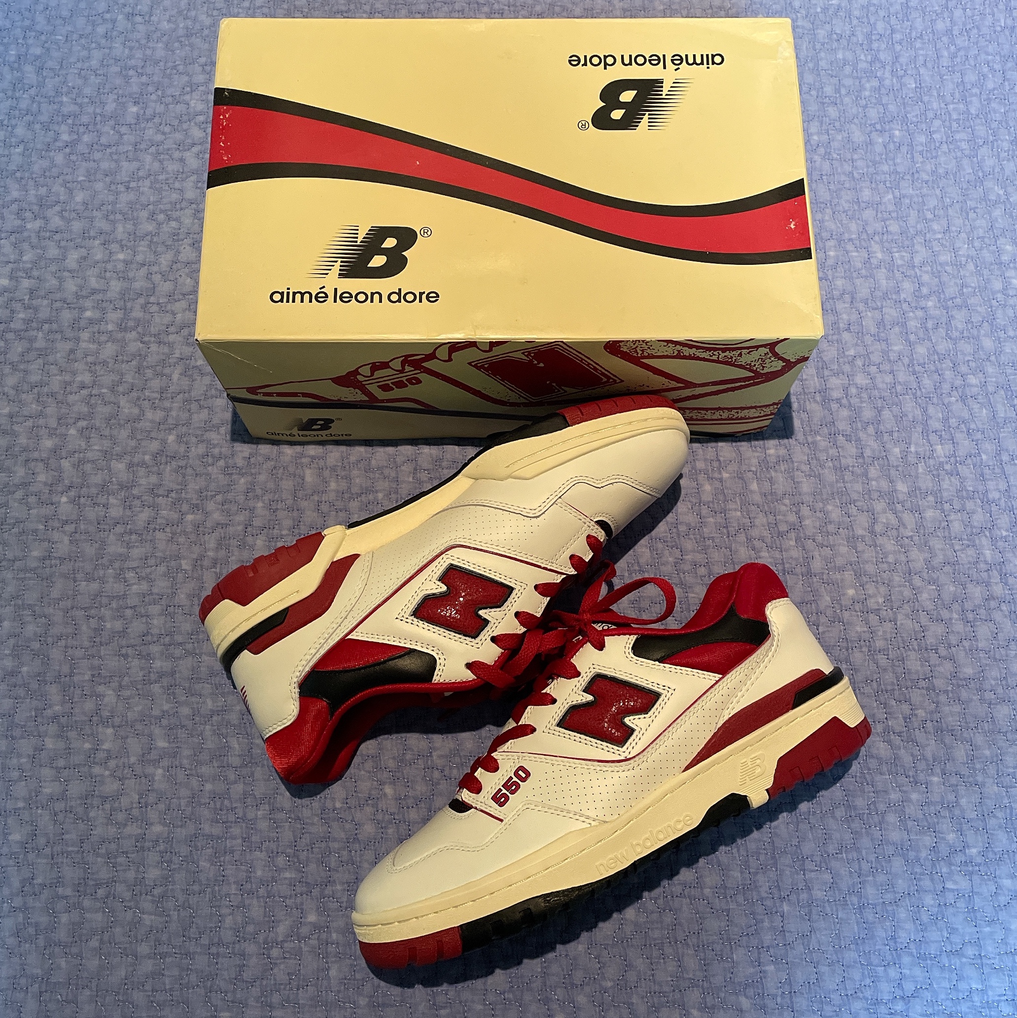 New Balance x Aime Leon Dore 550 Red 착용 스타일 - 1