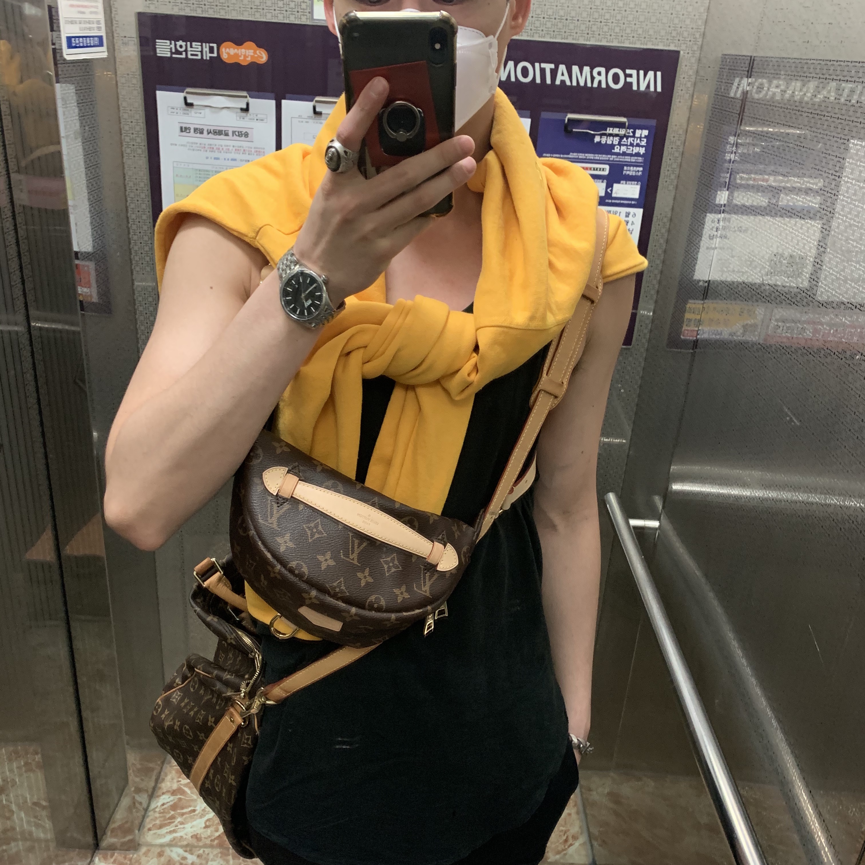 Louis Vuitton Bumbag Monogram 착용 스타일
