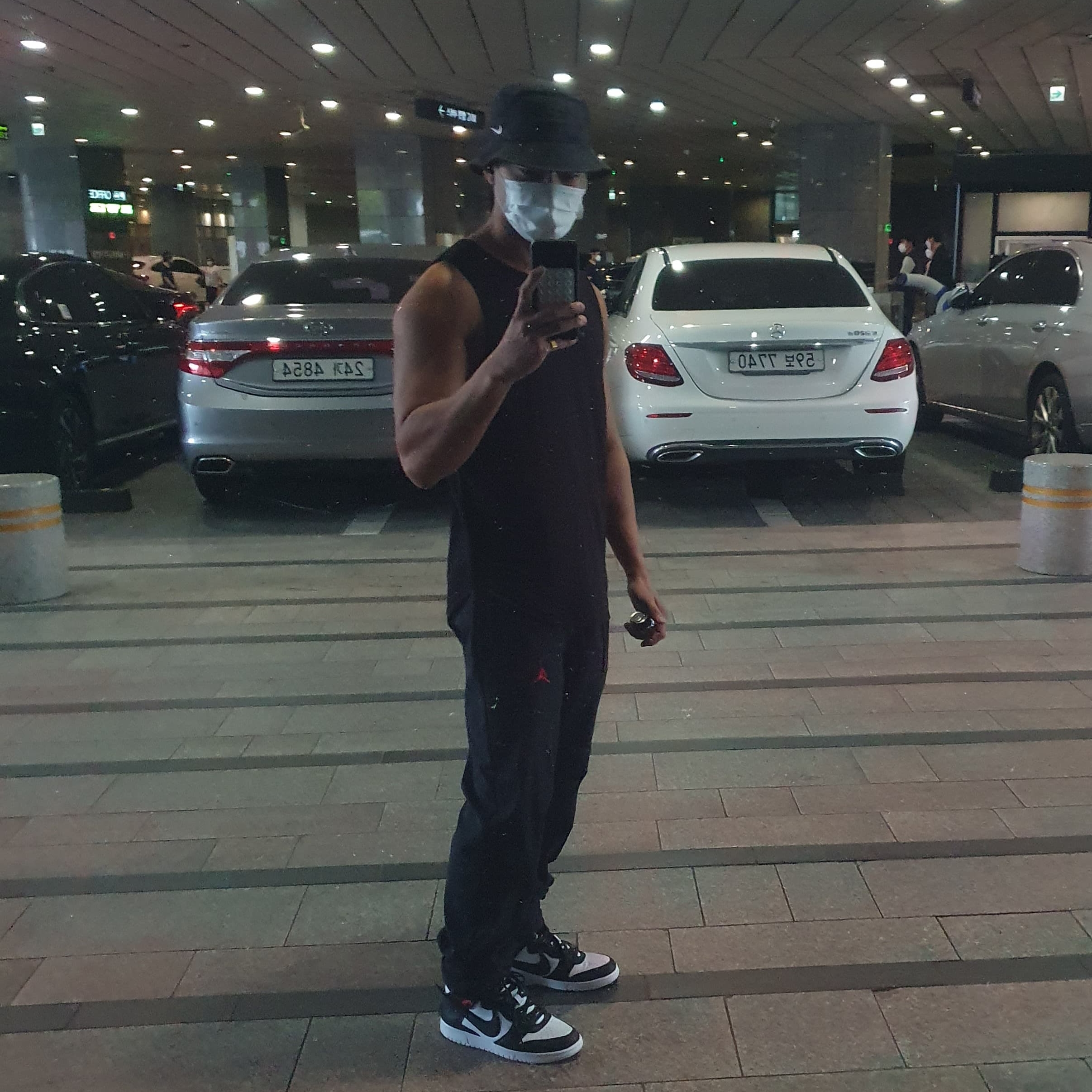 Nike x Ambush Dunk High Black, Nike NRG Bucket Hat Black 착용 스타일