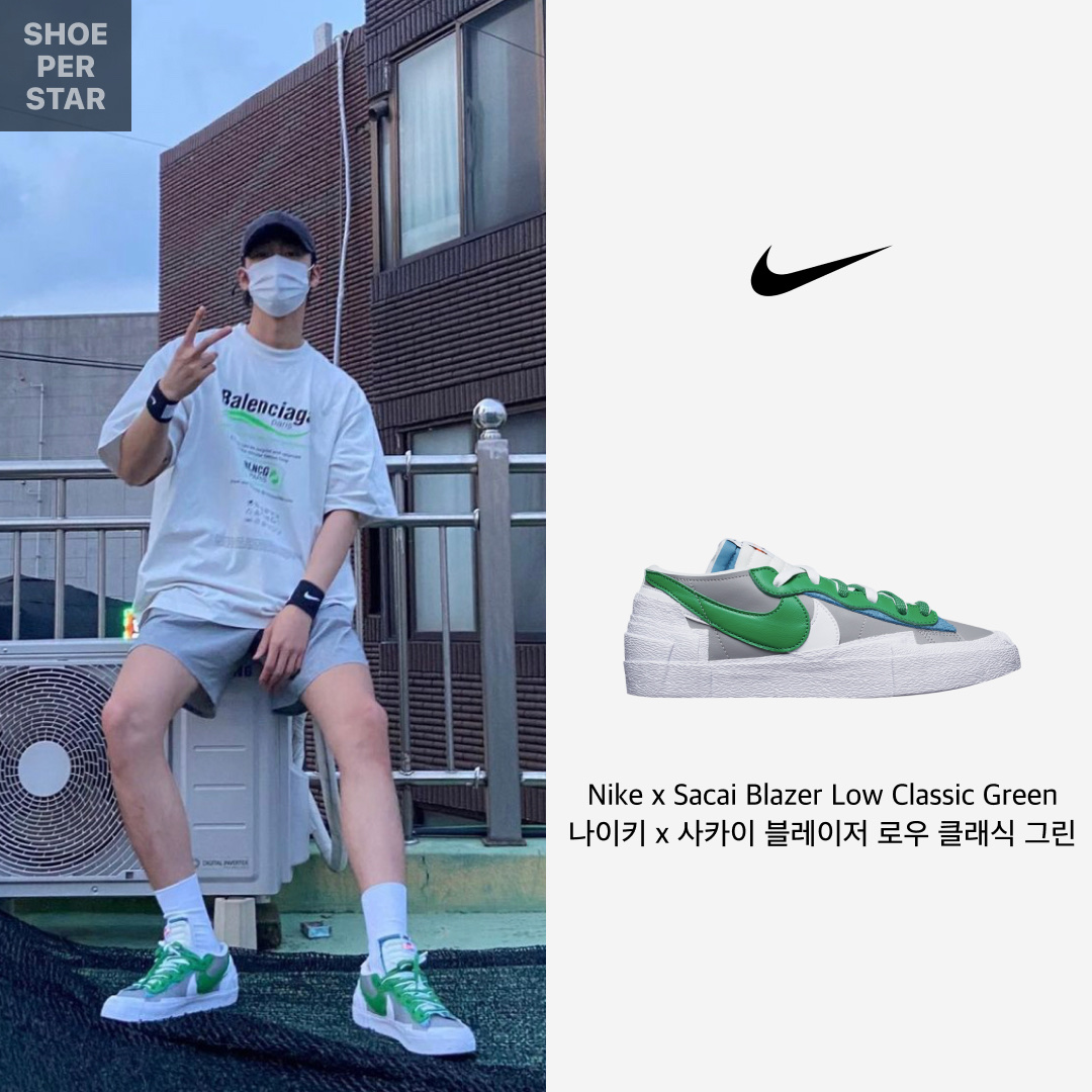 Nike x Sacai Blazer Low Classic Green 착용 스타일 - 1