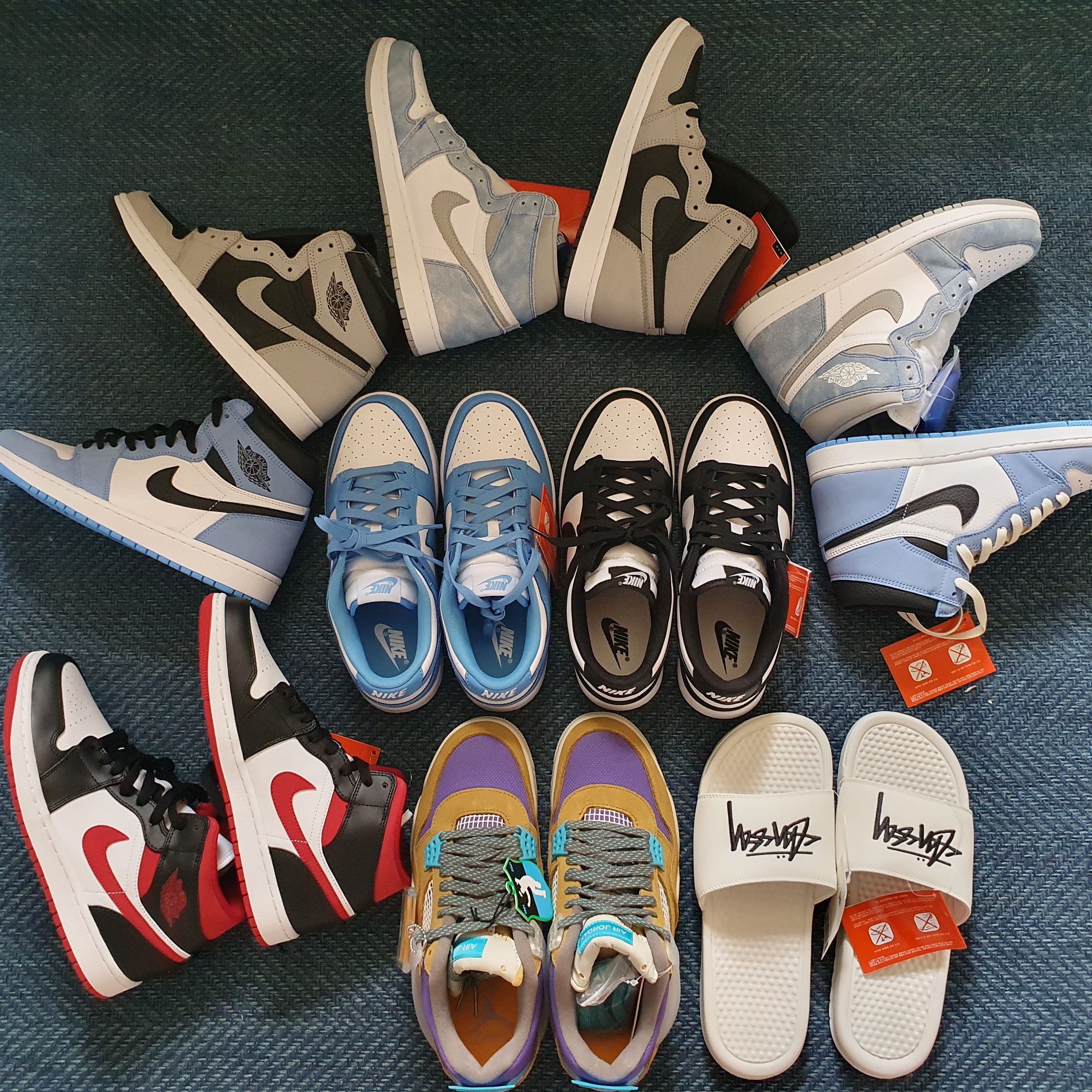 Jordan 4 x Union Retro SP Desert Moss, Nike Dunk Low Retro Black 착용 스타일