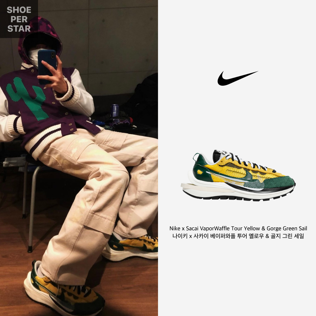 Jordan 1 x Off-White Retro High University Blue, Nike x Sacai VaporWaffle Tour Yellow & Gorge Green Sail 착용 스타일 - 3