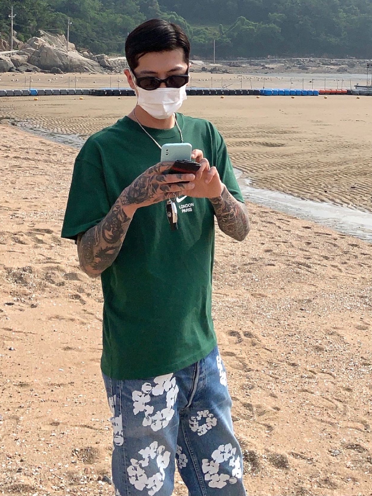 Nike x Stussy WT T-Shirt Green - Asia 착용 스타일 - 4