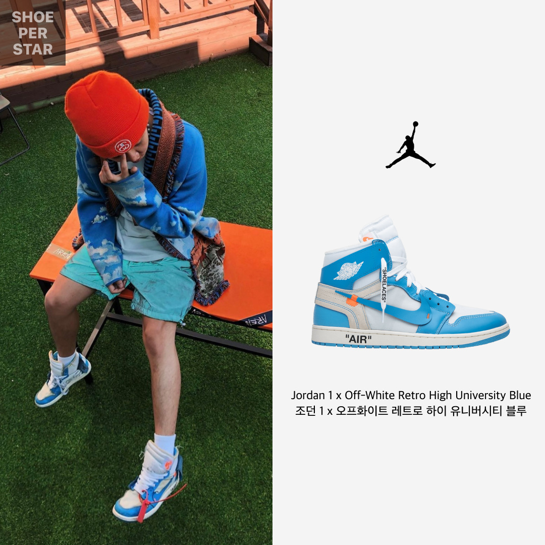 Jordan 1 x Off-White Retro High University Blue, Nike x Sacai VaporWaffle Tour Yellow & Gorge Green Sail 착용 스타일 - 2