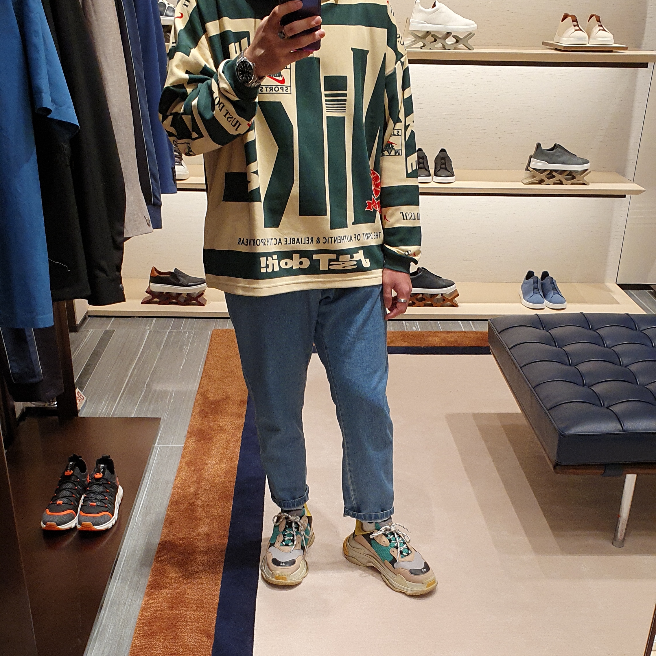 Nike x Cactus Plant Flea Market Long Sleeve Polo Natural - Asia, Balenciaga Triple S Yellow Green 착용 스타일