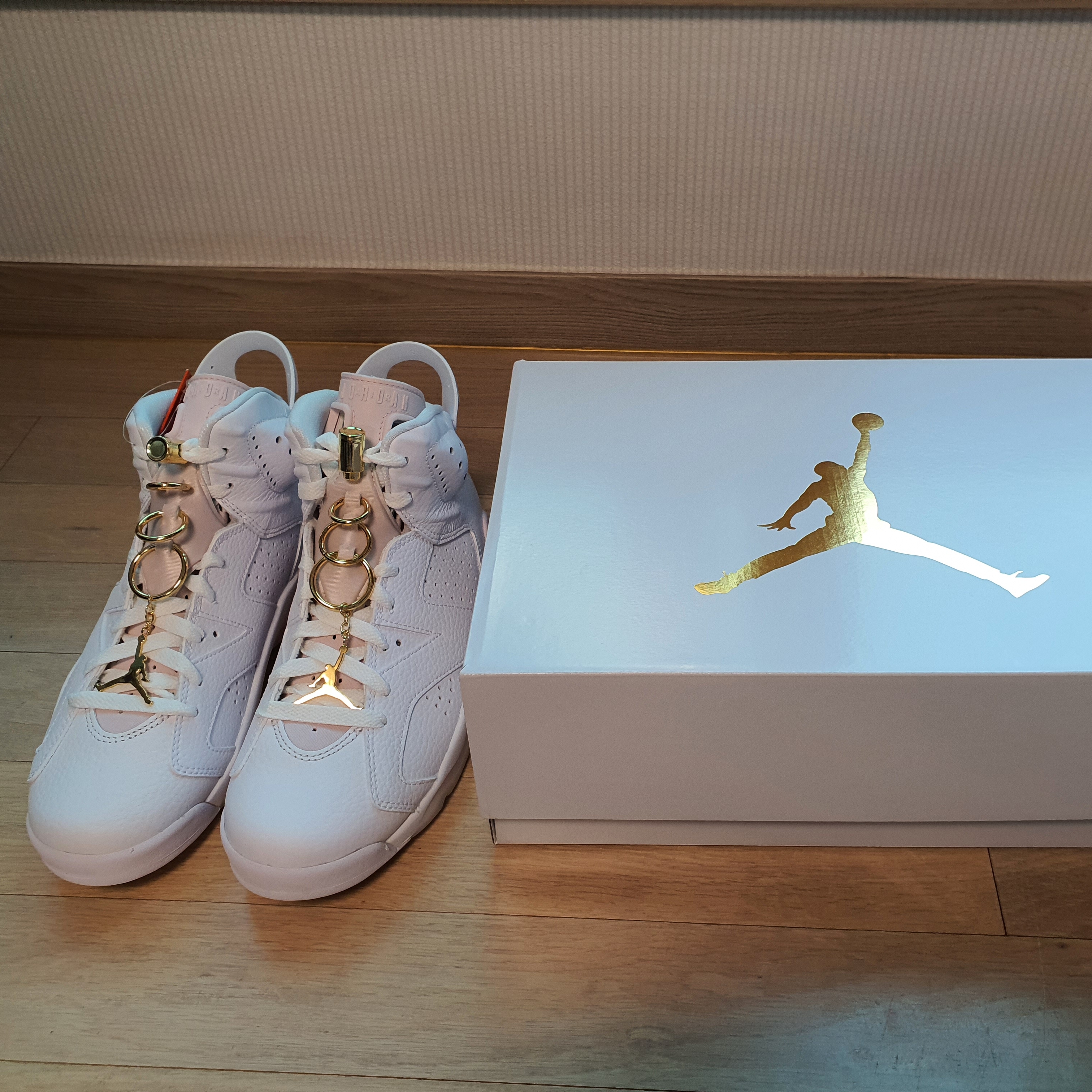 (W) Jordan 6 Retro Gold Hoops 착용 스타일 - 2