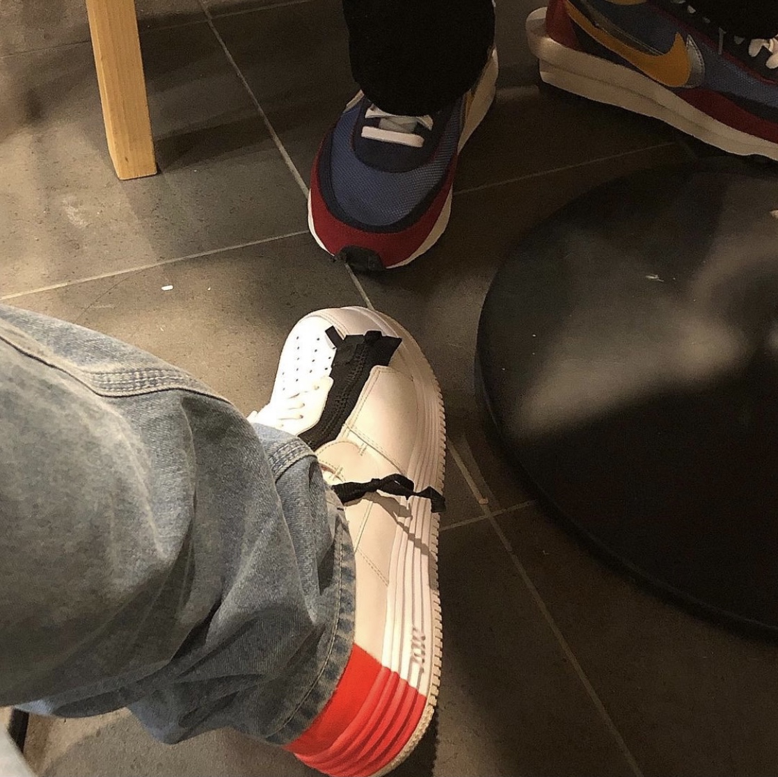Nike x Sacai LDWaffle Blue Multi, Nike x Acronym Lunar Force 1 SP Zip Bright Crimson 착용 스타일