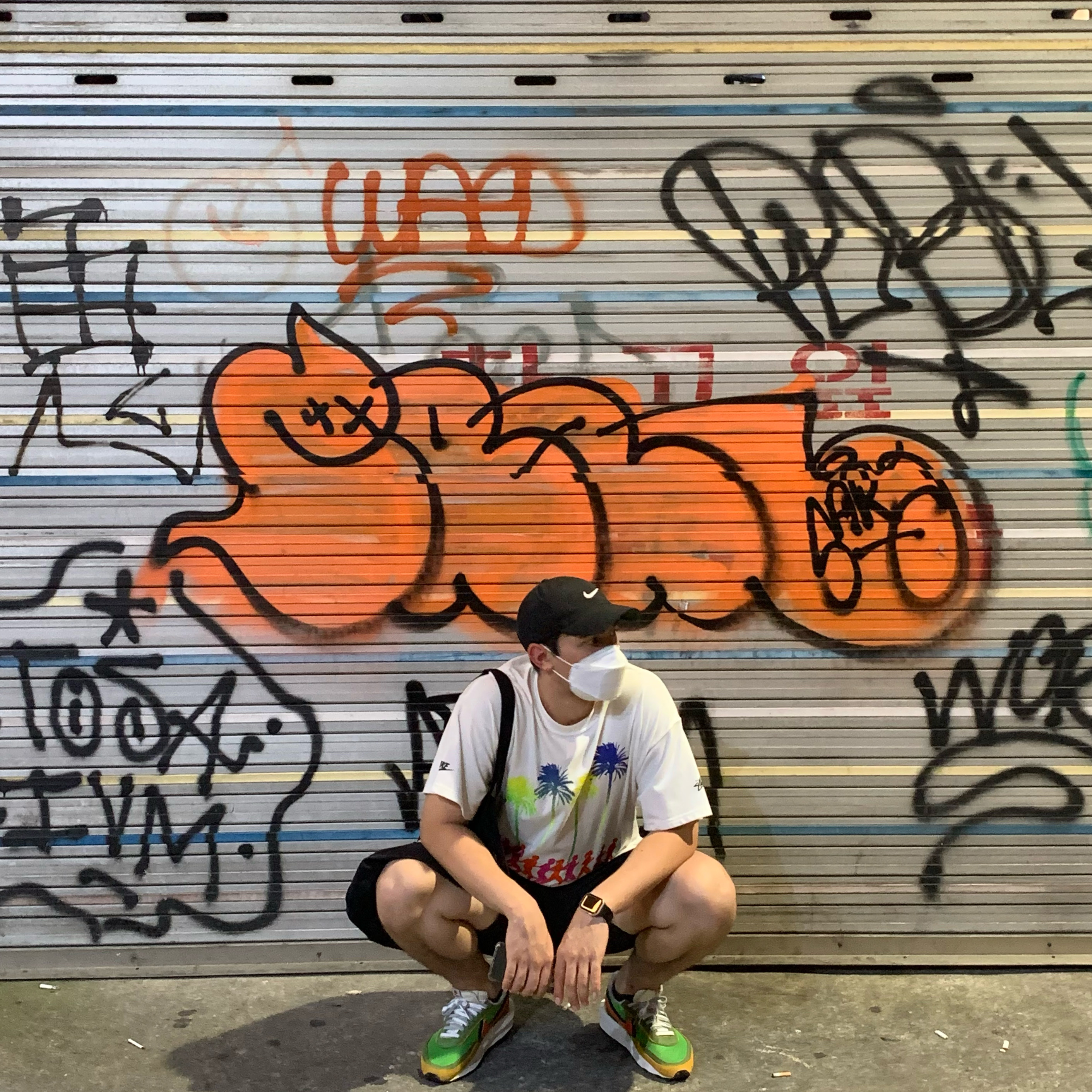 Nike x Sacai LDWaffle Green Multi 착용 스타일