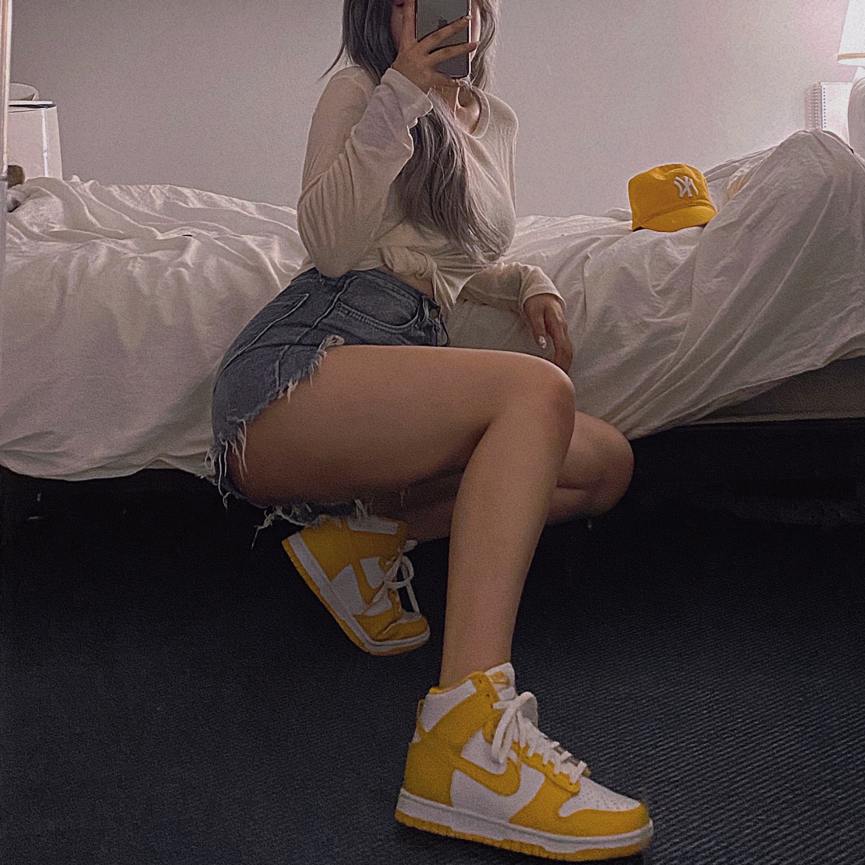 (W) Nike Dunk High Dark Sulfur 착용 스타일