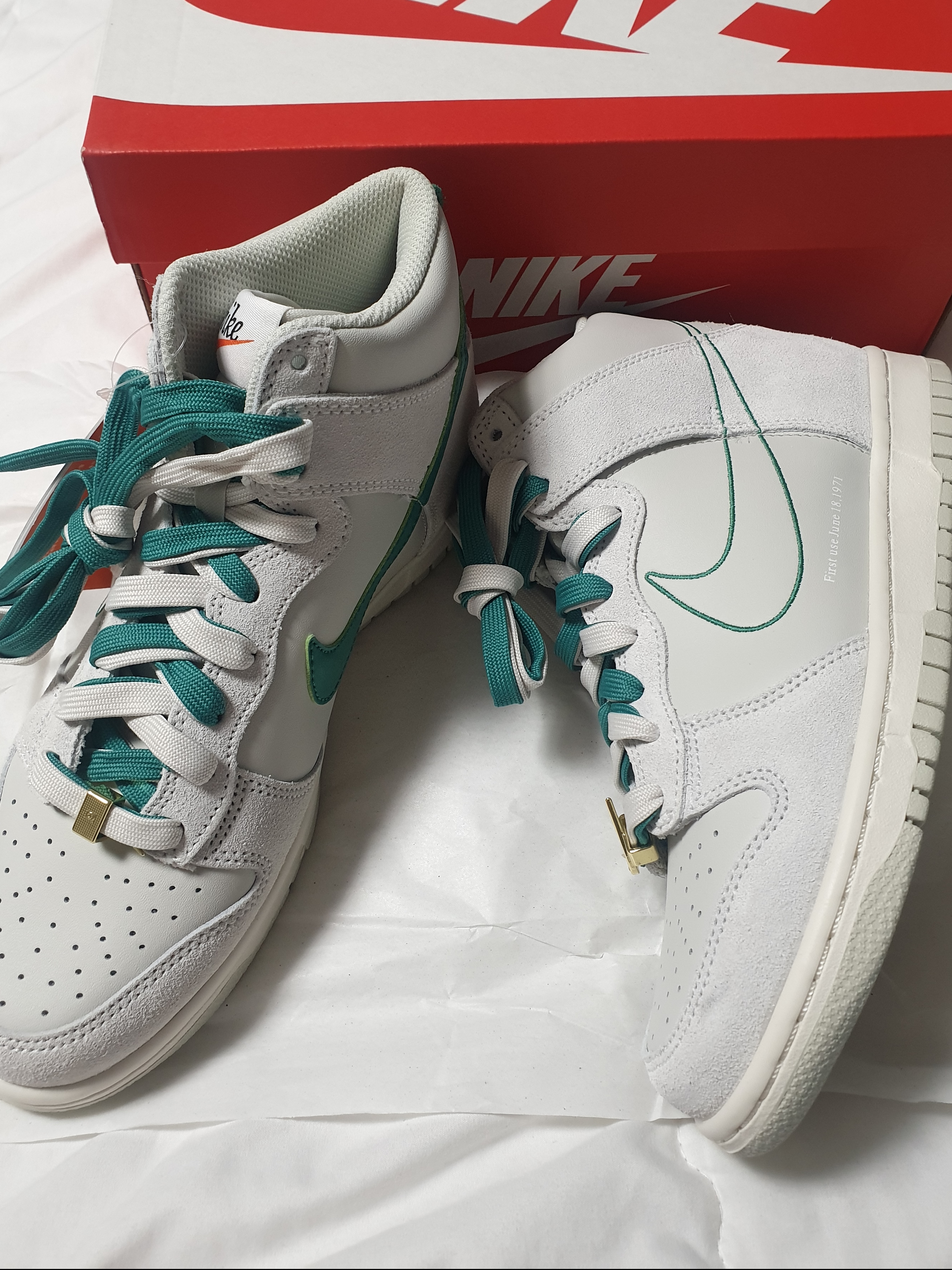 (GS) Nike Dunk High SE First Use Sail, Nike Dunk High SE First Use Sail 착용 스타일 - 1