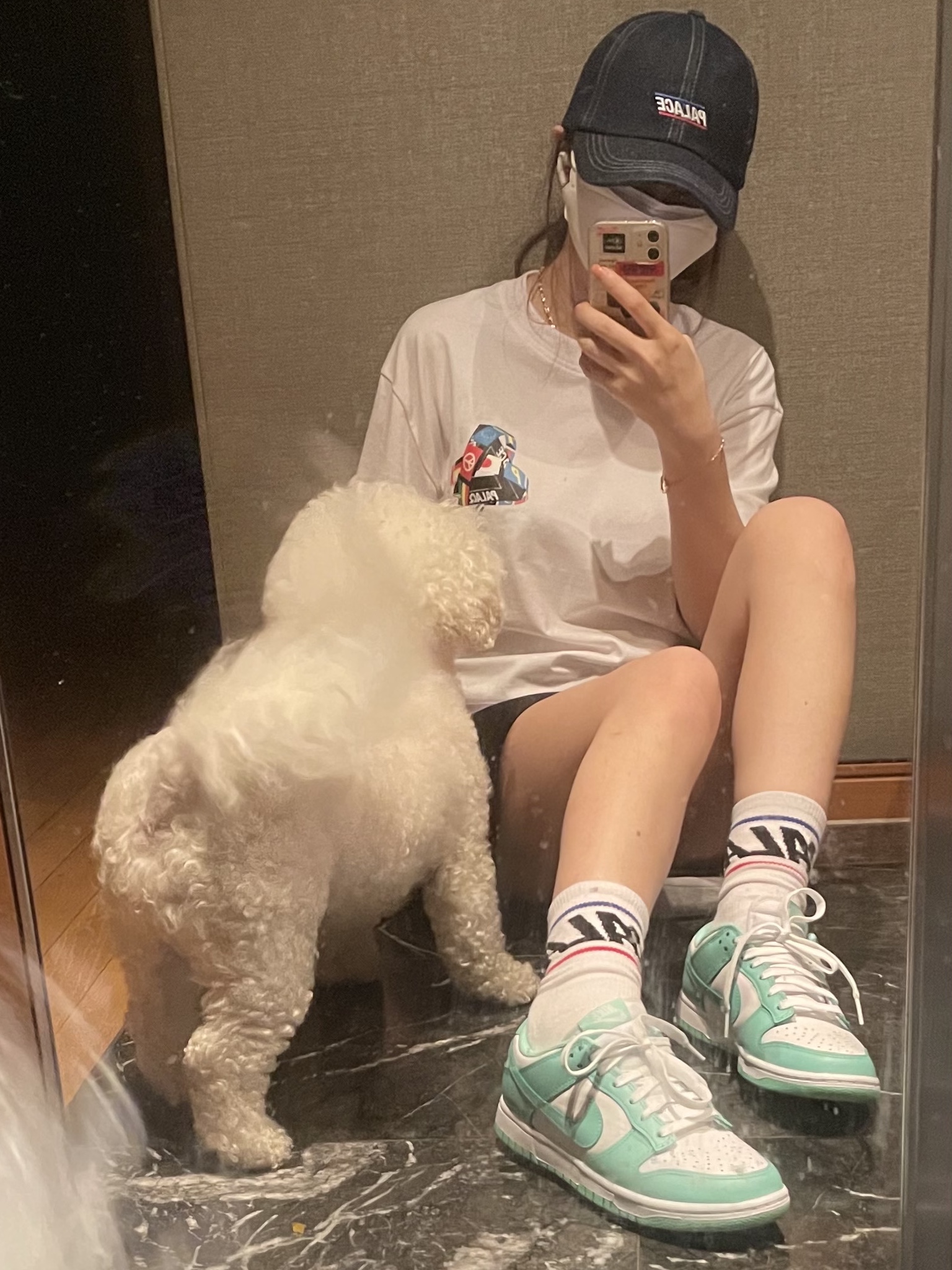 Palace Tri-Flag T-Shirt White - 21SS, (W) Nike Dunk Low Green Glow 착용 스타일 - 2