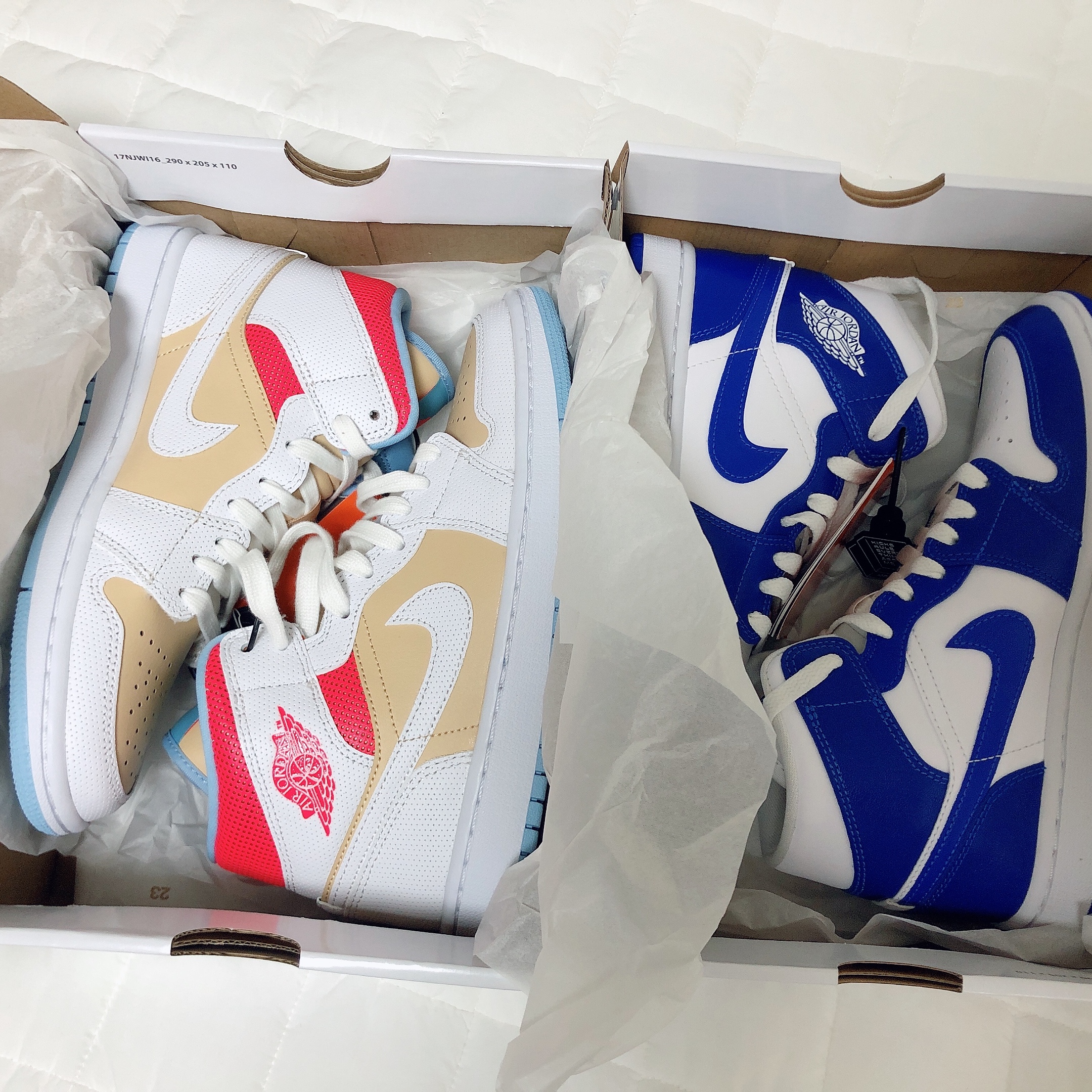(W) Jordan 1 Mid SE Sesame, (W) Jordan 1 Mid White Hyper Royal 착용 스타일