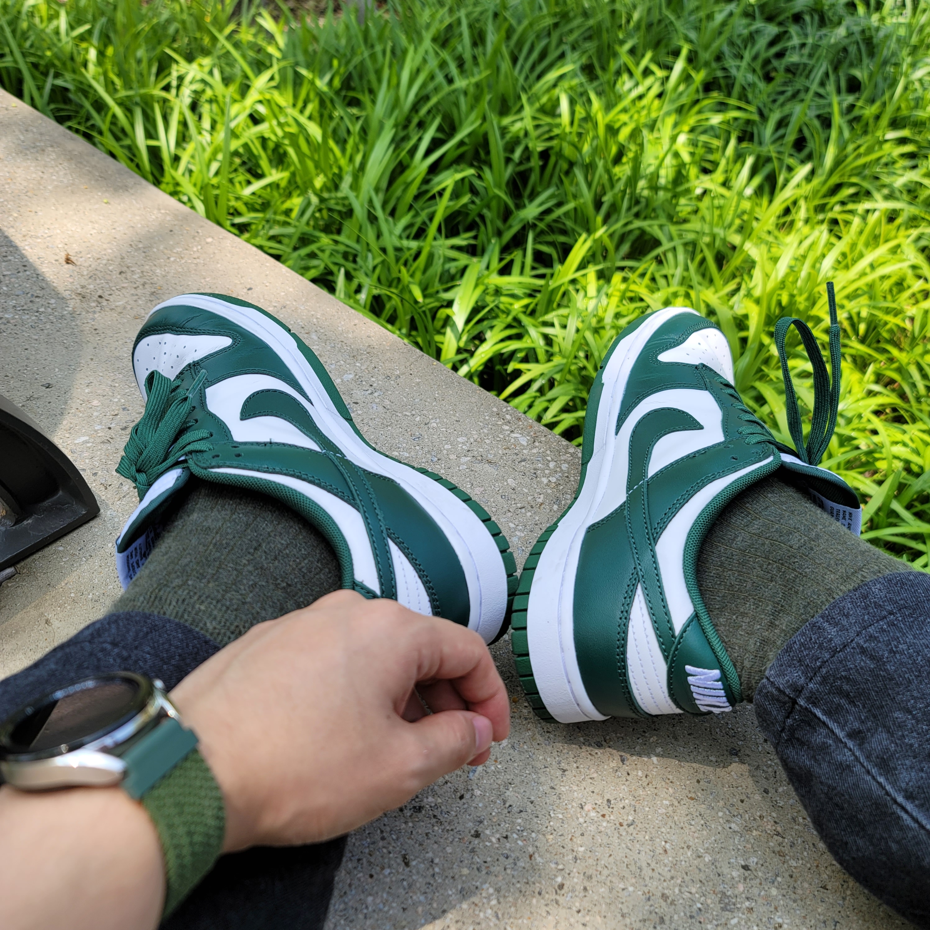 Nike Dunk Low Retro Varsity Green 착용 스타일