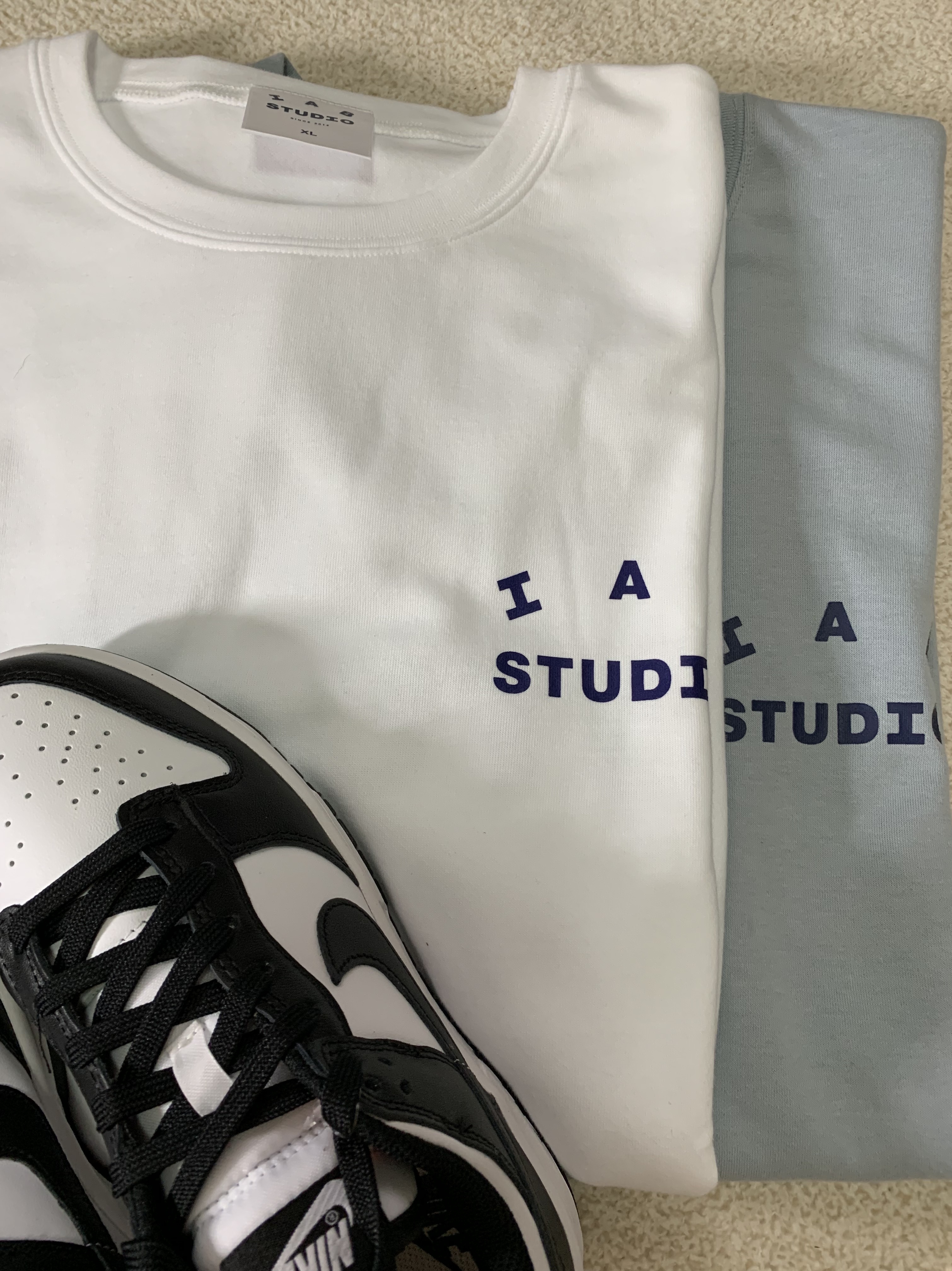 IAB Studio T-Shirt White, IAB Studio T-Shirt Ash Blue - 21SS 착용 스타일