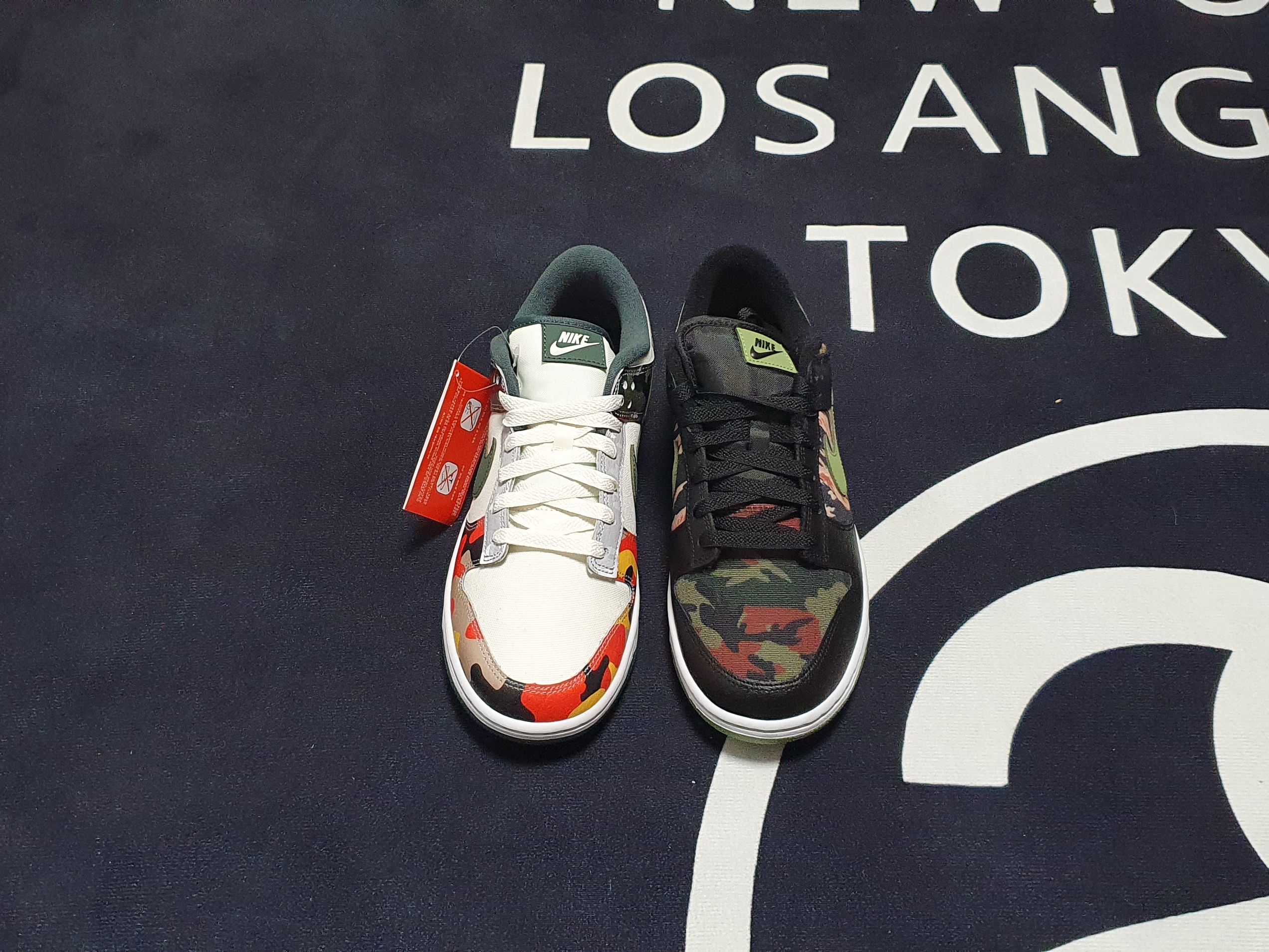 Nike Dunk Low SE Sail Multi Camo, Nike Dunk Low SE Black Multi Camo 착용 스타일 - 1