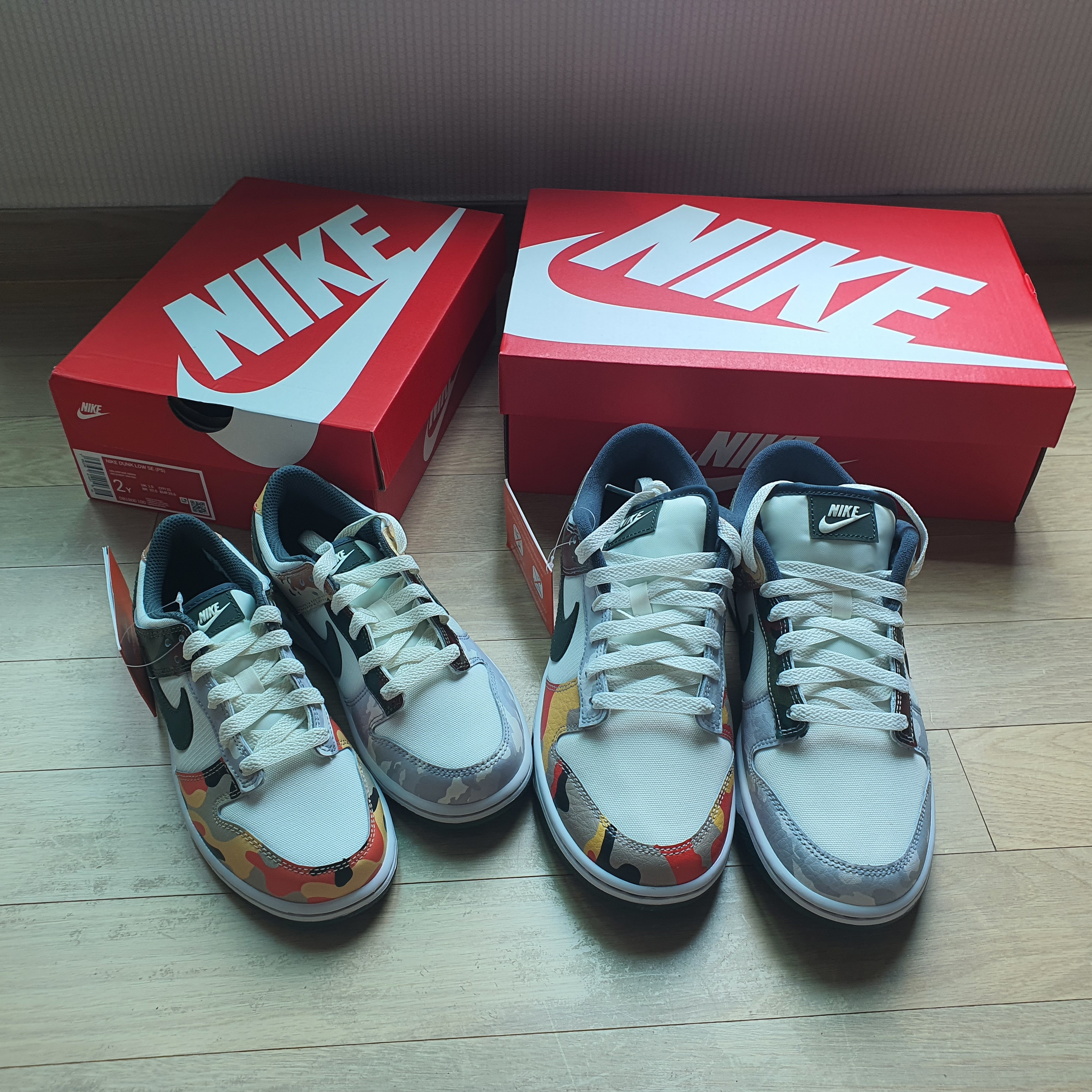 Nike Dunk Low SE Sail Multi Camo, (PS) Nike Dunk Low SE Sail Multi Camo 착용 스타일 - 3