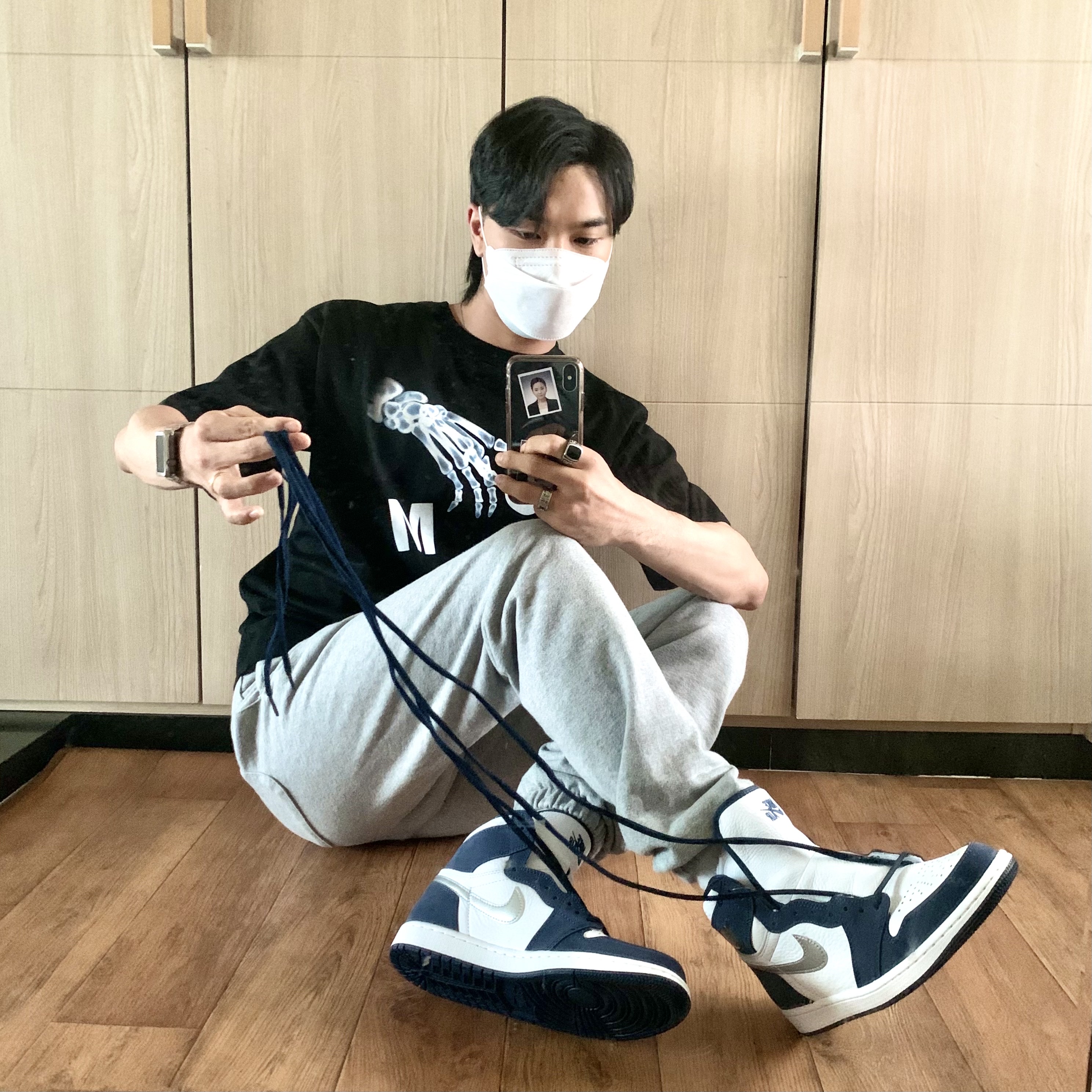 Jordan 1 Retro High OG CO.JP Midnight Navy, (GS) Jordan 1 Retro High OG CO.JP Midnight Navy 착용 스타일
