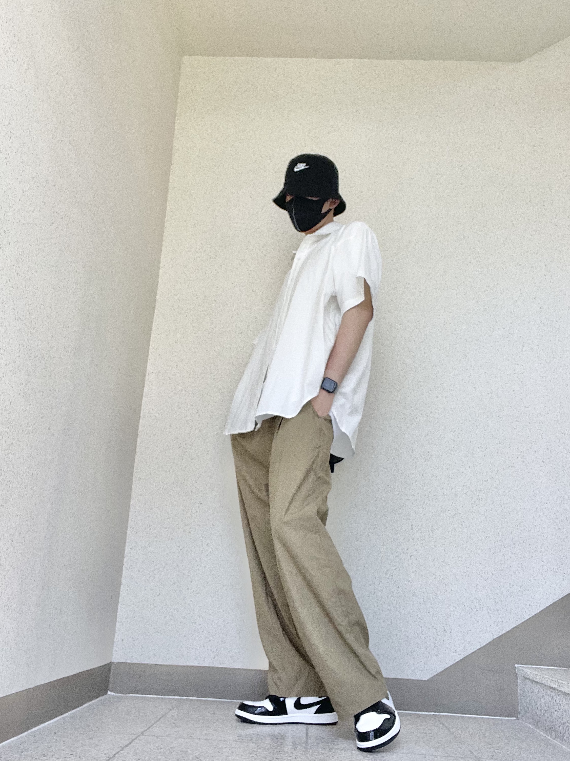 Jordan 1 Mid SE ASW Black, Nike Futura Washed Bucket Hat Black 착용 스타일 - 3