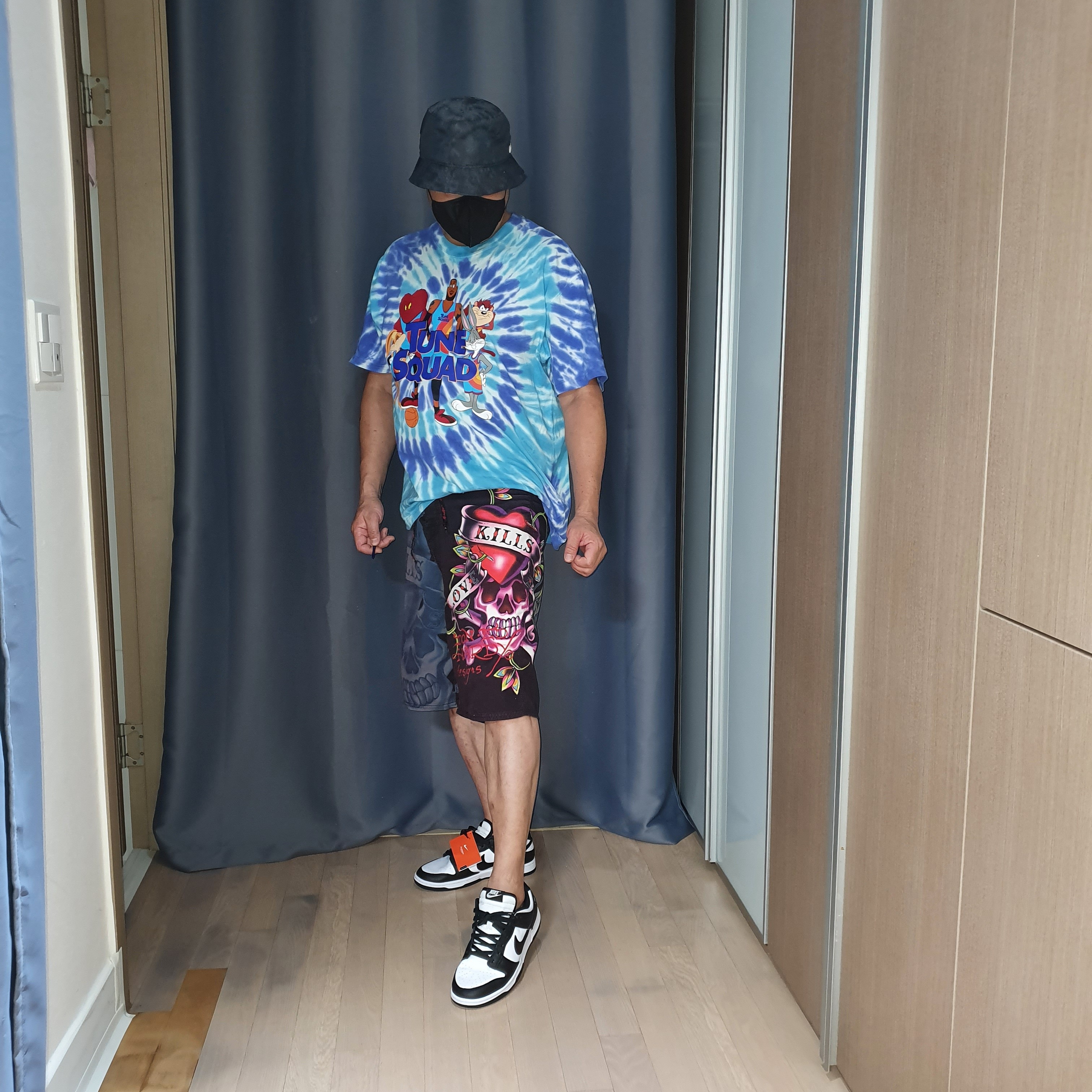 Nike Dunk Low Retro Black, Nike NRG Bucket Hat Black 착용 스타일 - 1