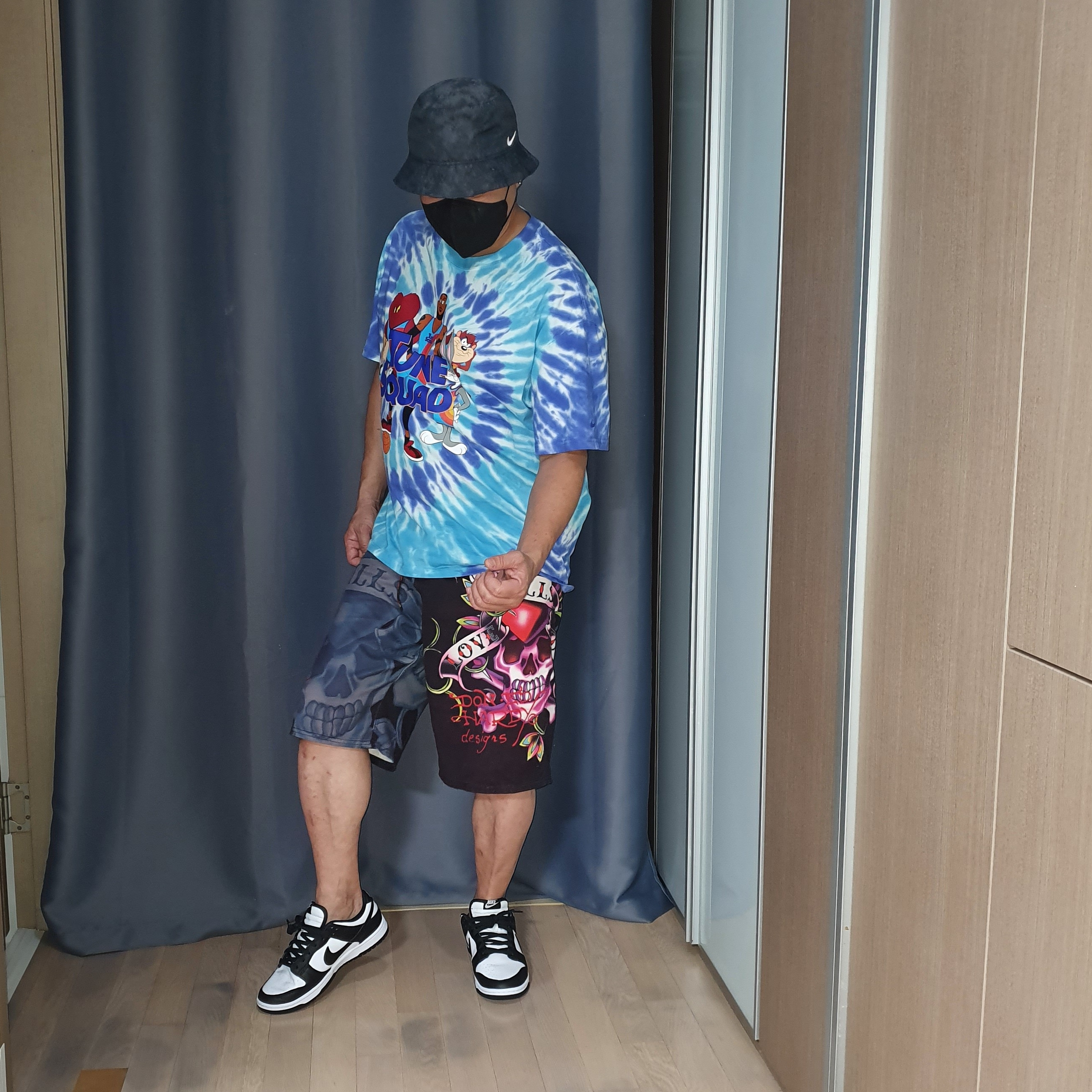 Nike Dunk Low Retro Black, Nike NRG Bucket Hat Black 착용 스타일 - 2