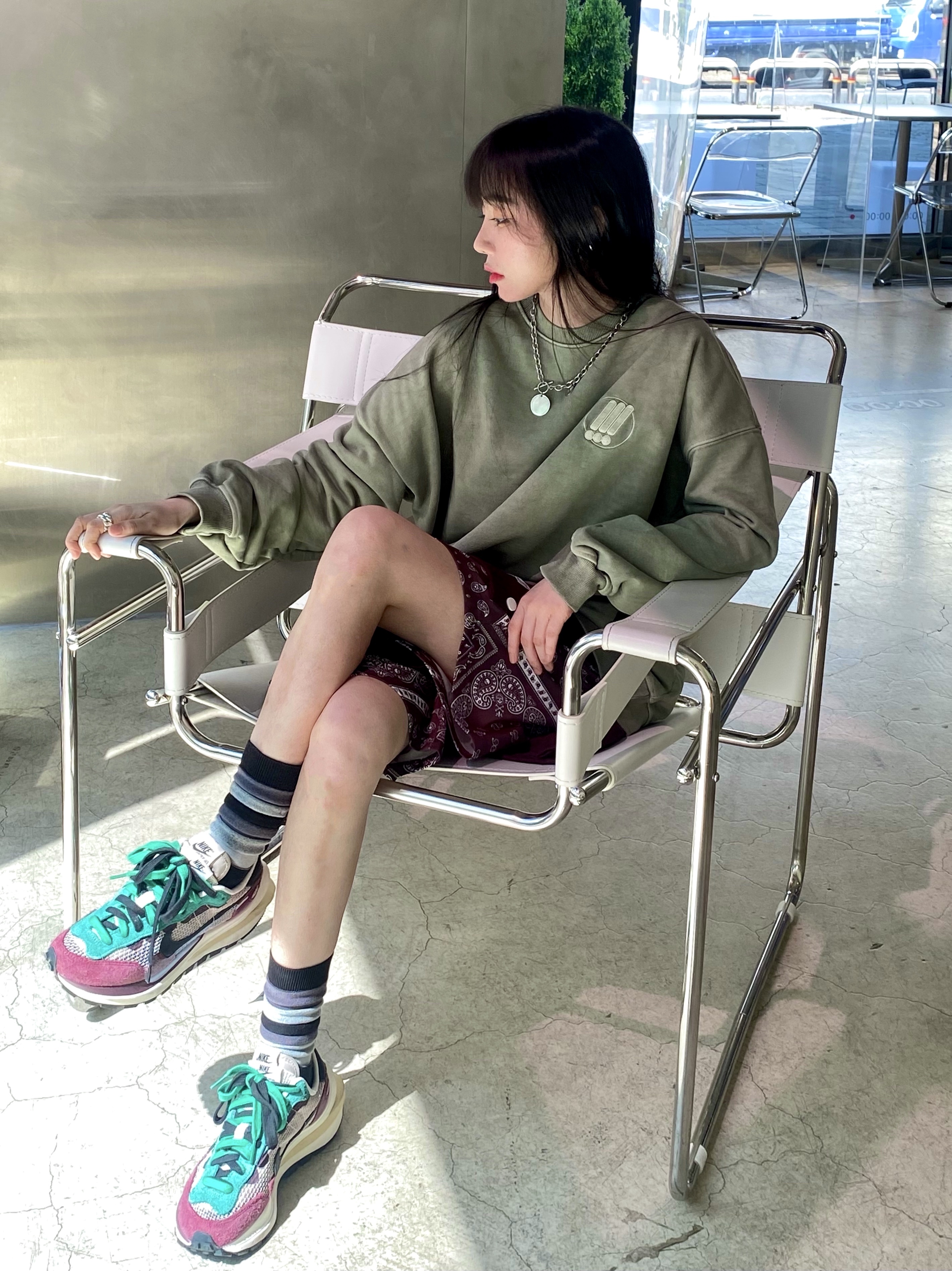 Nike x Sacai VaporWaffle String & Black Villain Red 착용 스타일