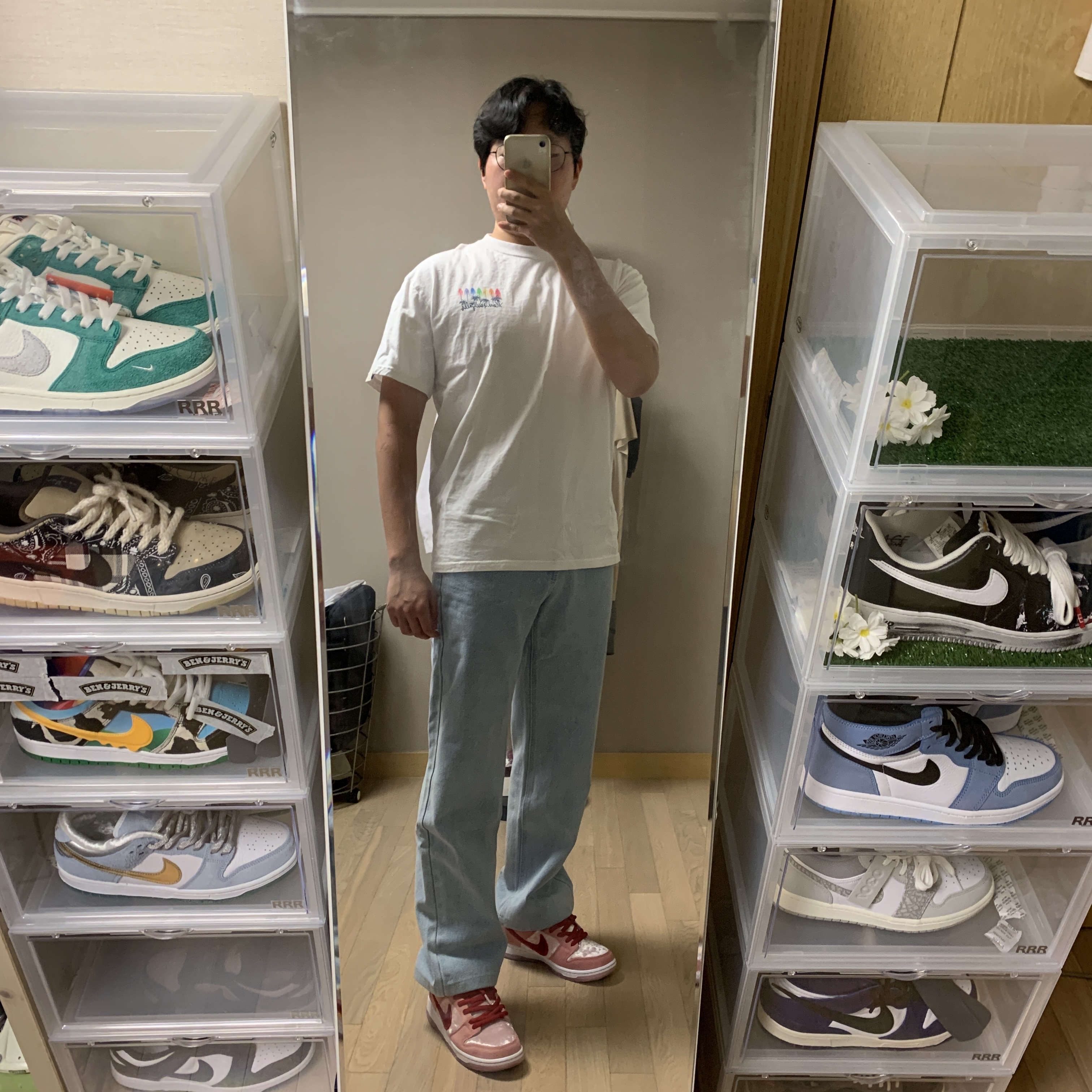 Nike x StrangeLove SB Dunk Low Pink (Regular Box), Nike x Peaceminusone Air Force 1 Low Para-Noise 착용 스타일