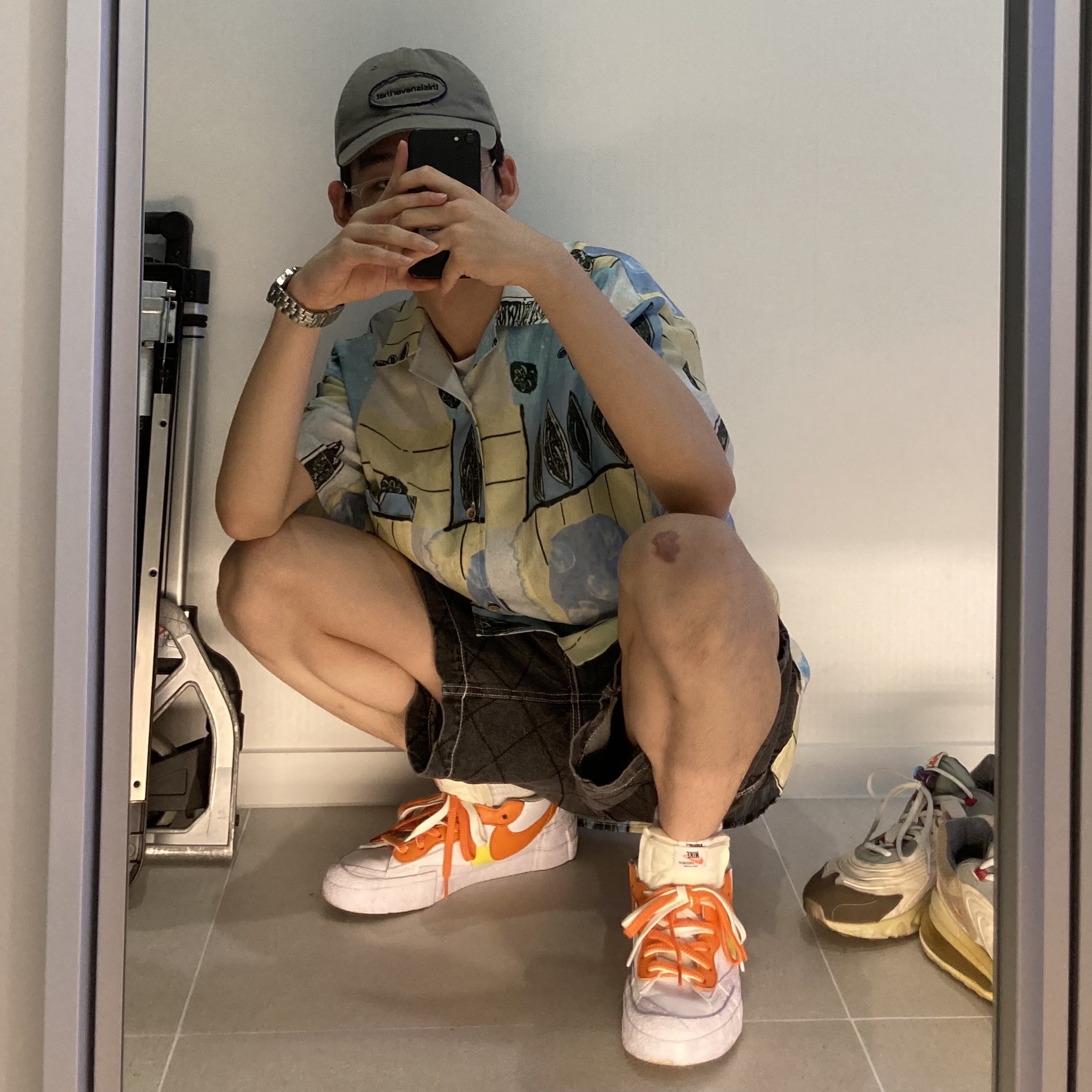 Nike x Sacai Blazer Low Magma Orange 착용 스타일