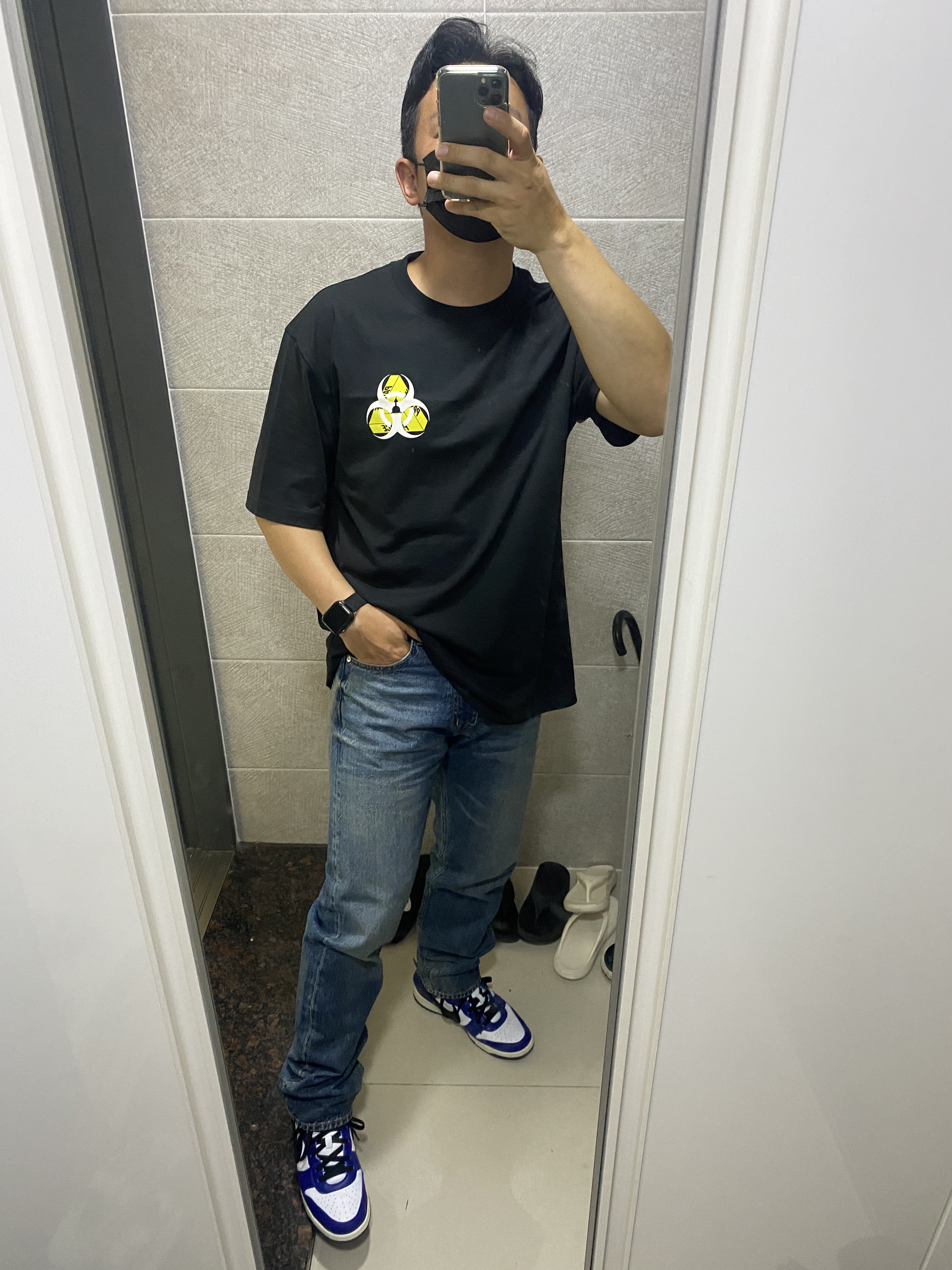 Nike x Ambush Dunk High Deep Royal Blue, Palace Bio Hazard T-Shirt Black - 21SS 착용 스타일 - 1