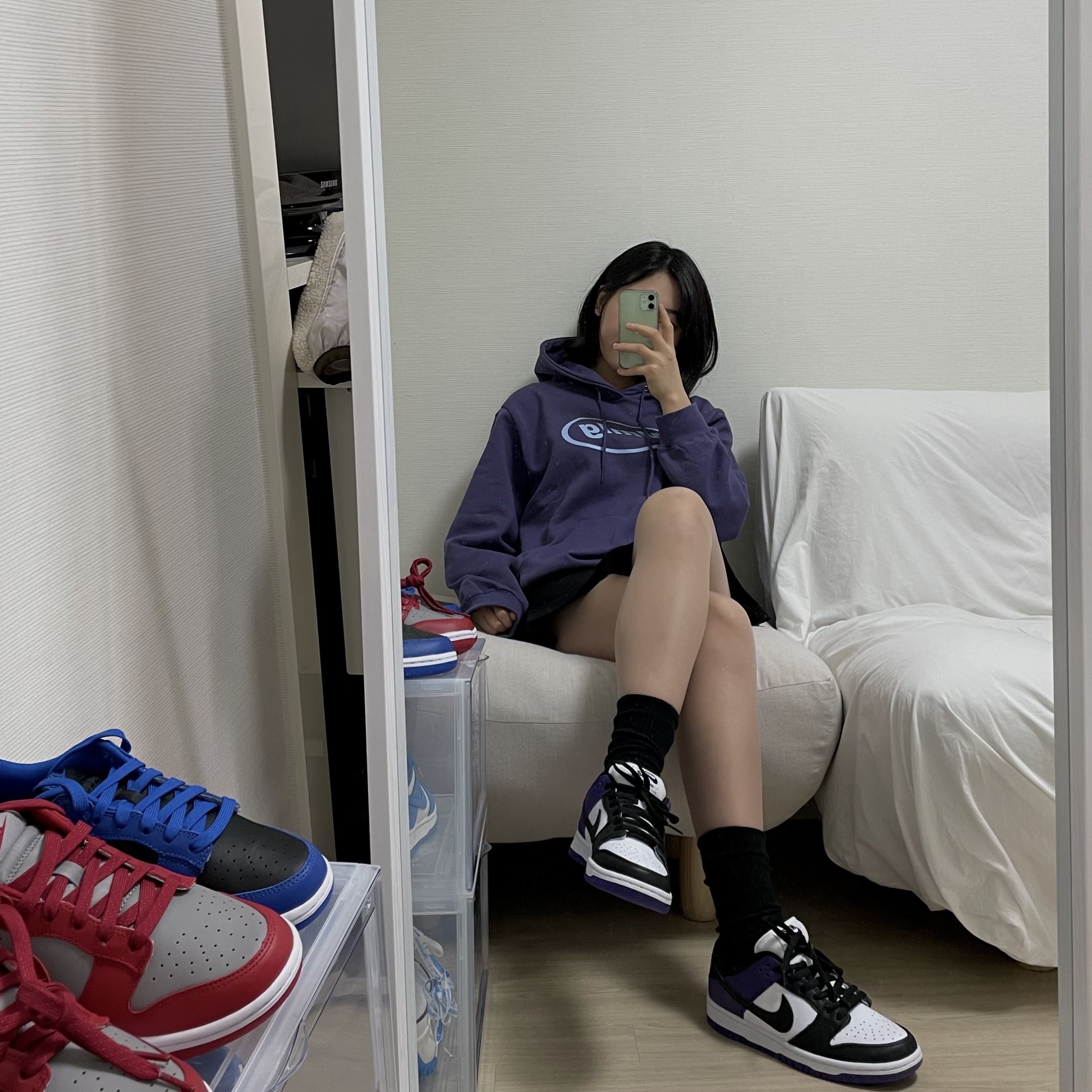 Nike SB Dunk Low Pro Court Purple 착용 스타일 - 2