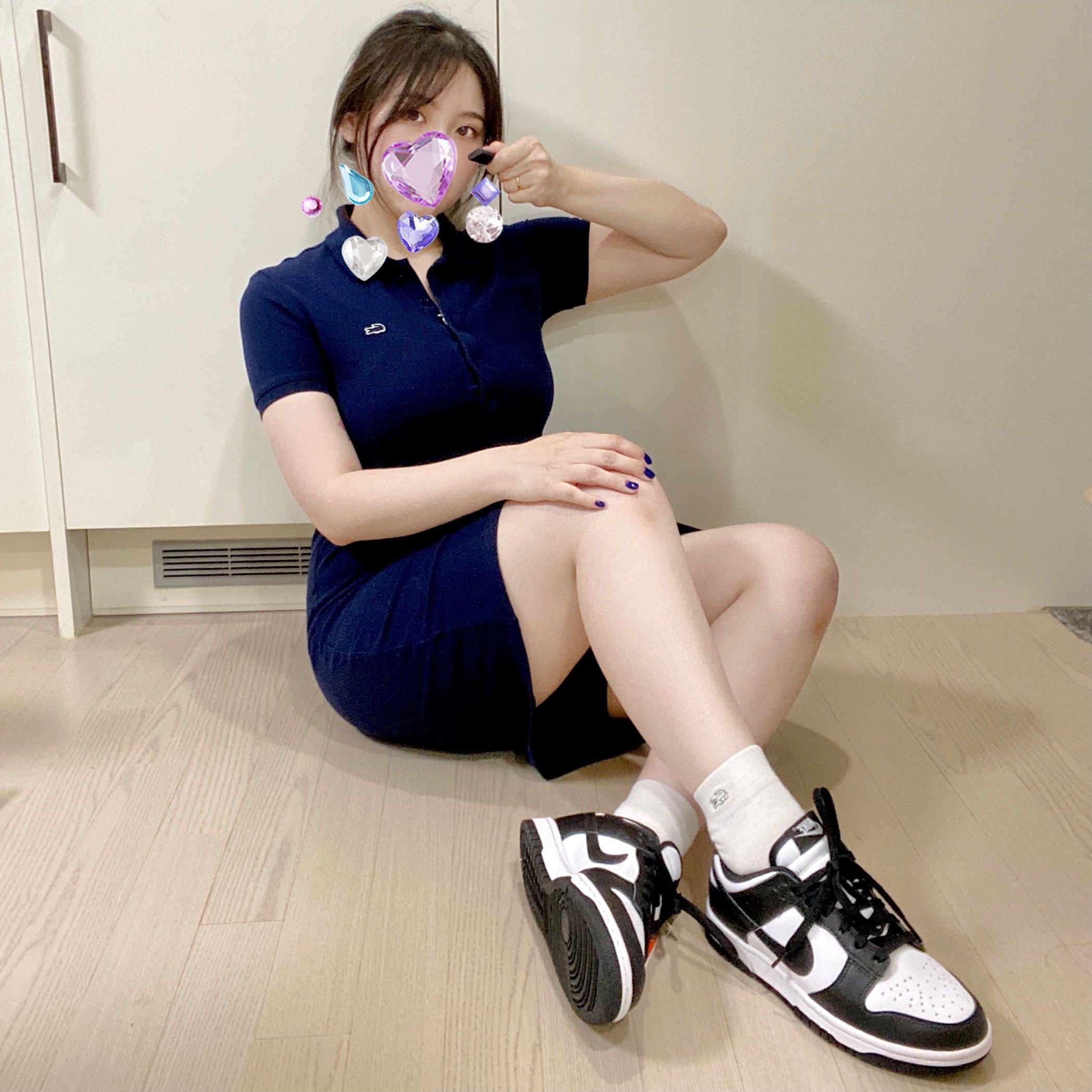 (W) Nike Dunk Low Black 착용 스타일 - 2