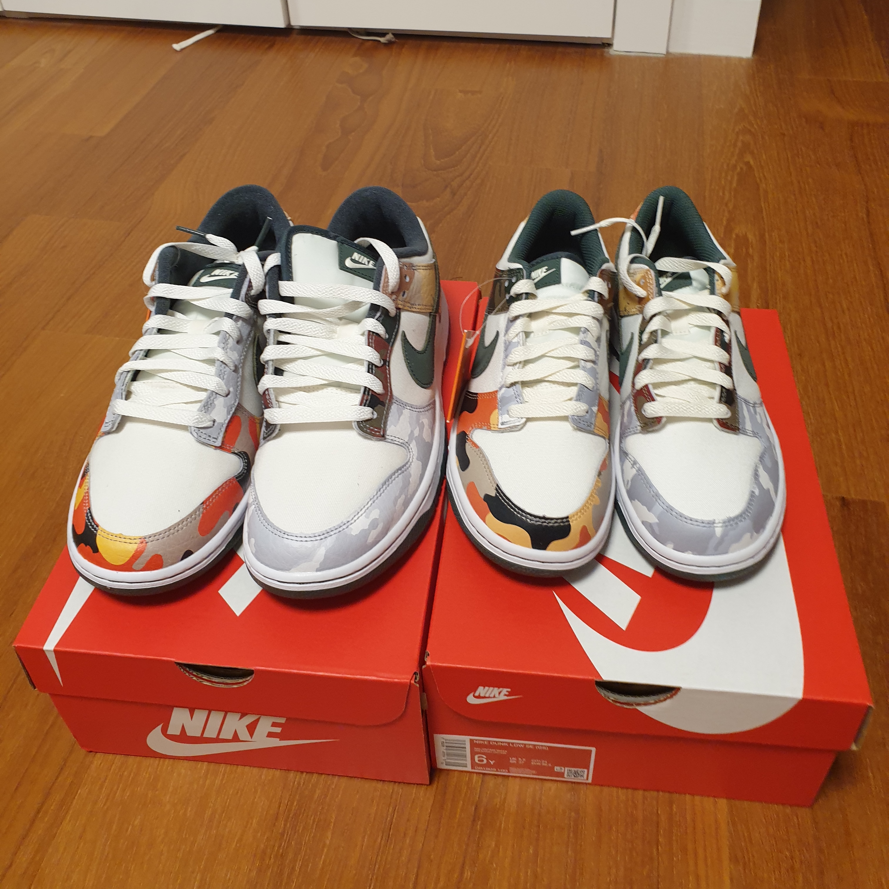Nike Dunk Low SE Sail Multi Camo, (GS) Nike Dunk Low SE Sail Multi Camo 착용 스타일 - 3