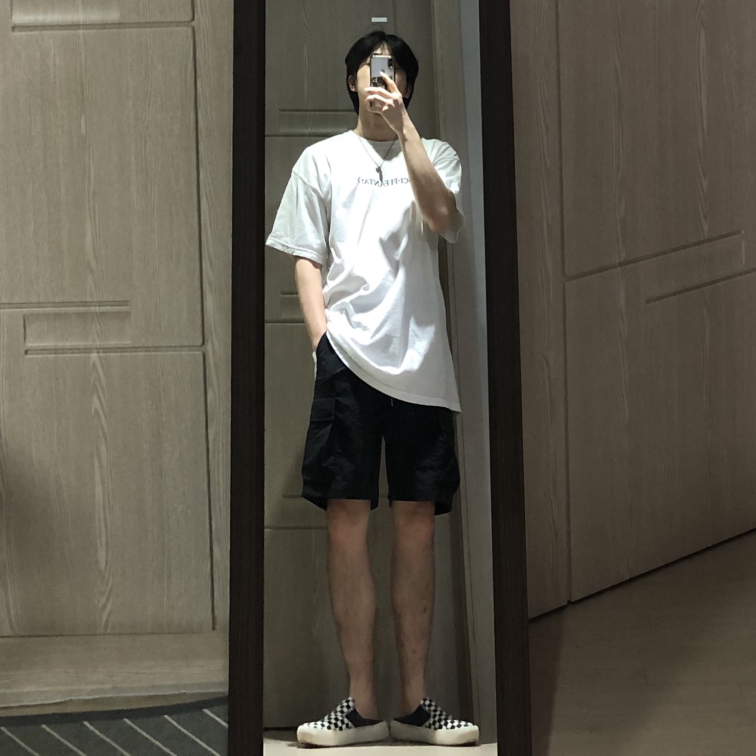 Vans Checkerboard Comfycush One Black 착용 스타일
