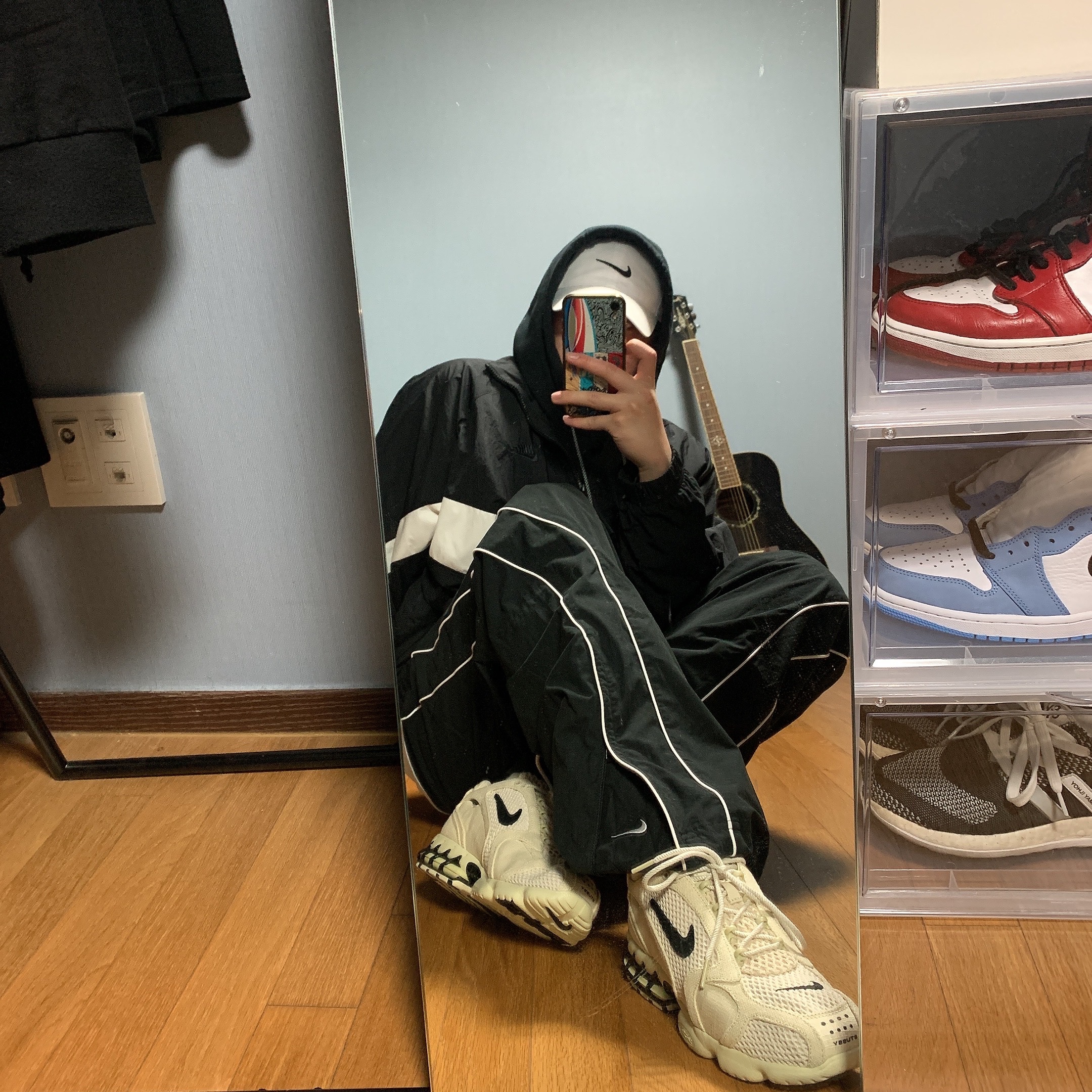 Nike x Stussy Air Zoom Spiridon Cage 2 Fossil, Y-3 Pureboost ZG Knit Core Black 착용 스타일