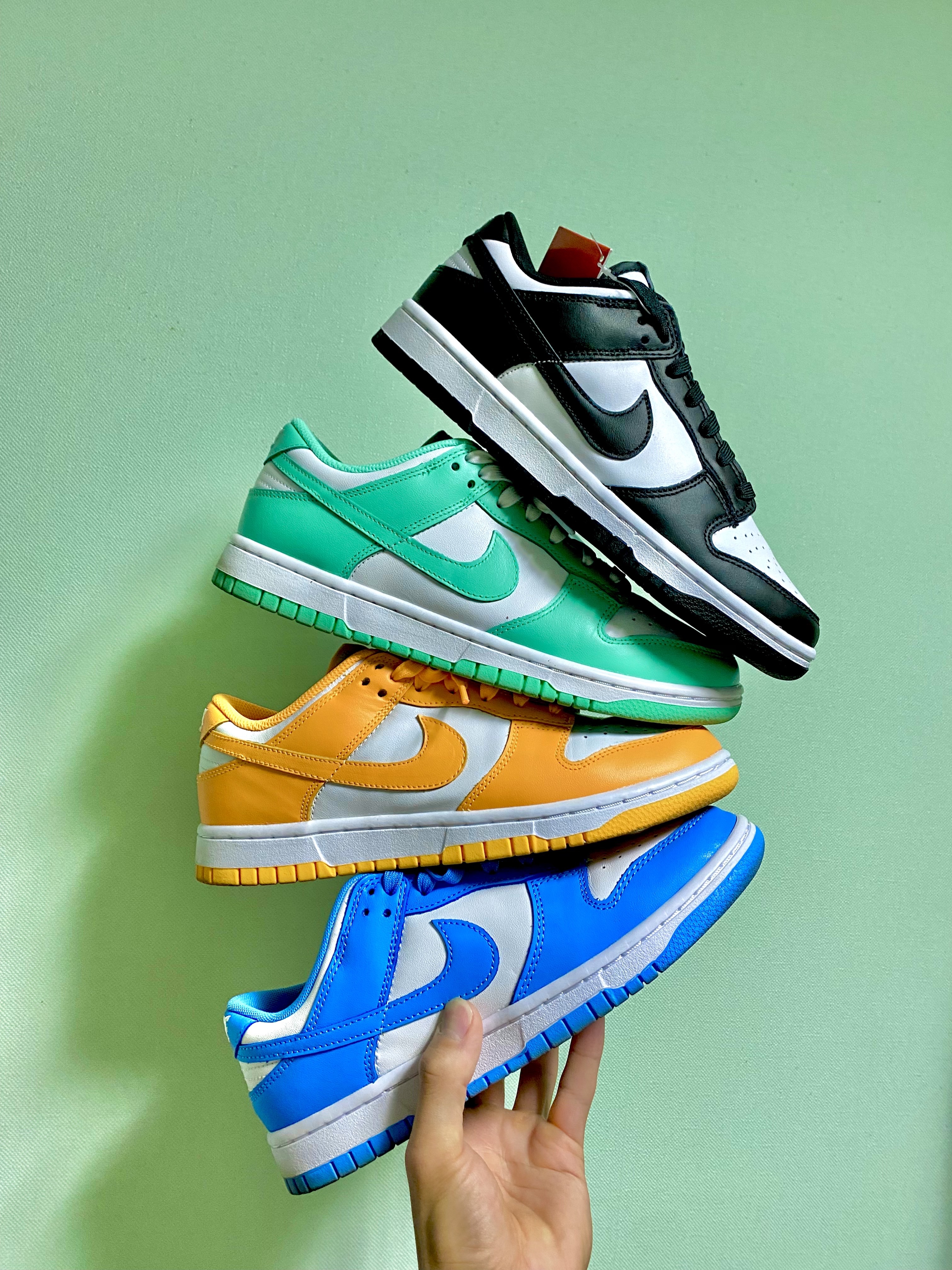 Nike Dunk Low Retro Black, (W) Nike Dunk Low Green Glow 착용 스타일