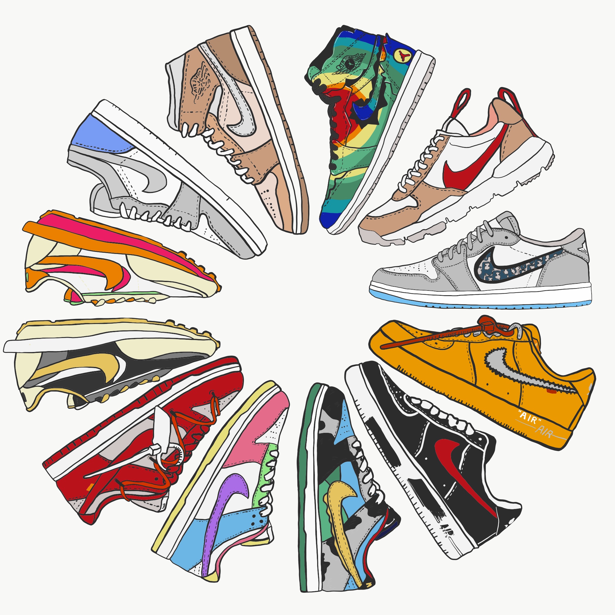 Jordan 1 x Dior Low OG, Nike x Tom Sachs Mars Yard Shoe 2.0 Space Camp 착용 스타일