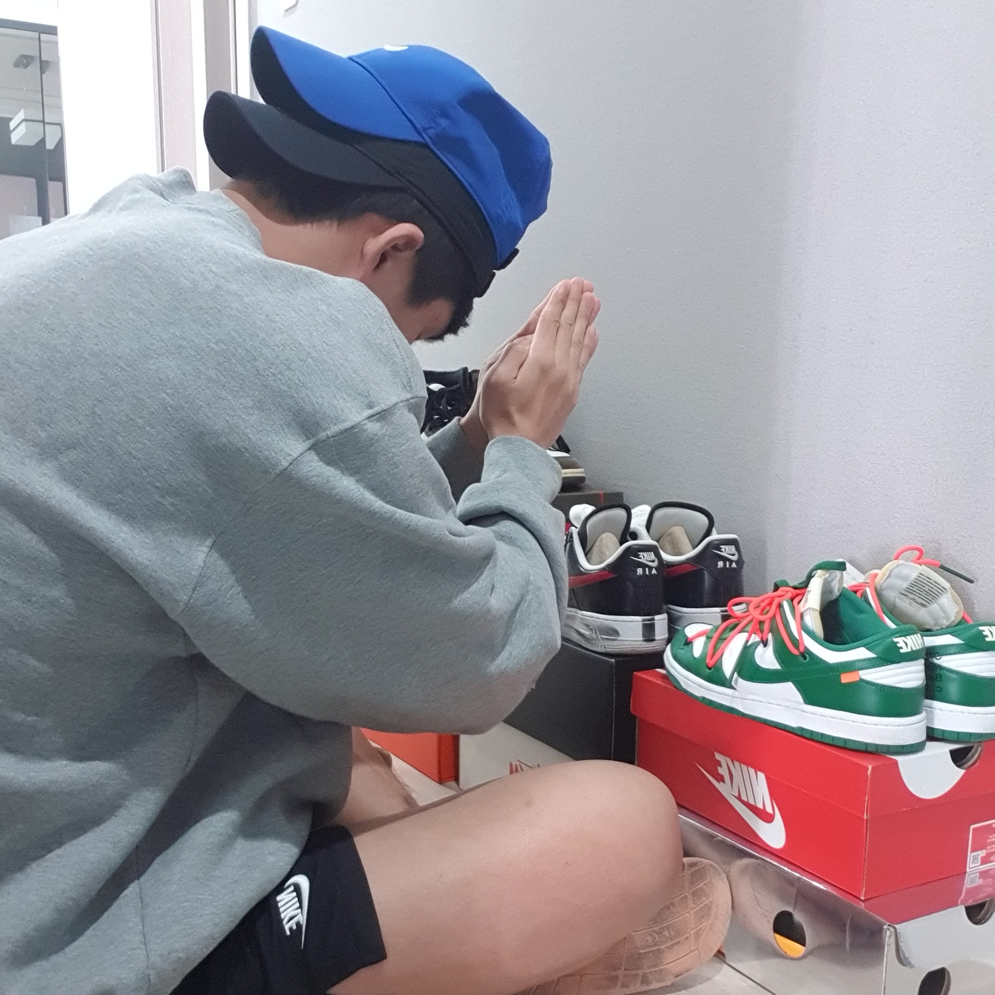 Nike x Off-White Dunk Low Pine Green 착용 스타일