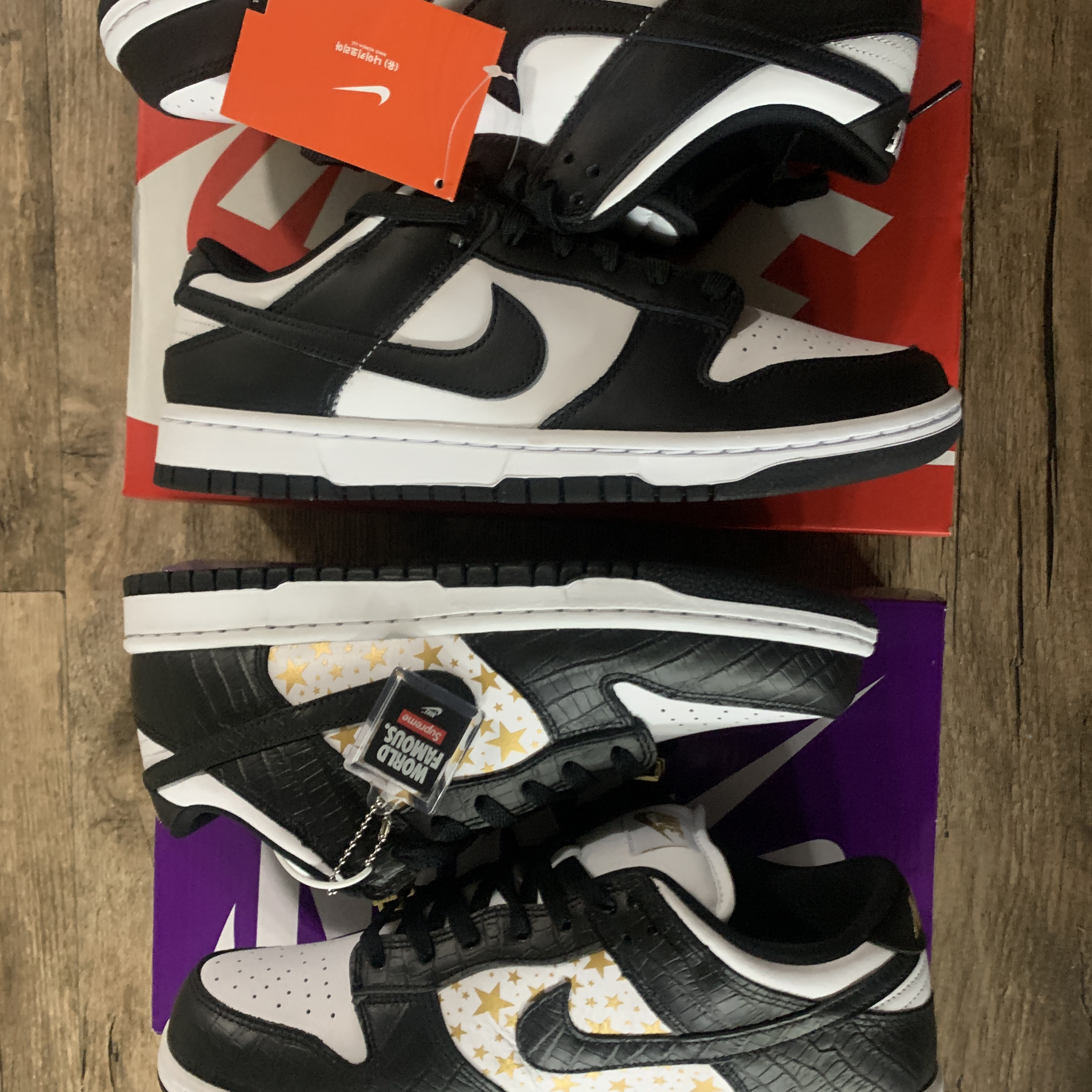 Nike Dunk Low Retro Black, Nike x Supreme SB Dunk Low Black 착용 스타일 - 4